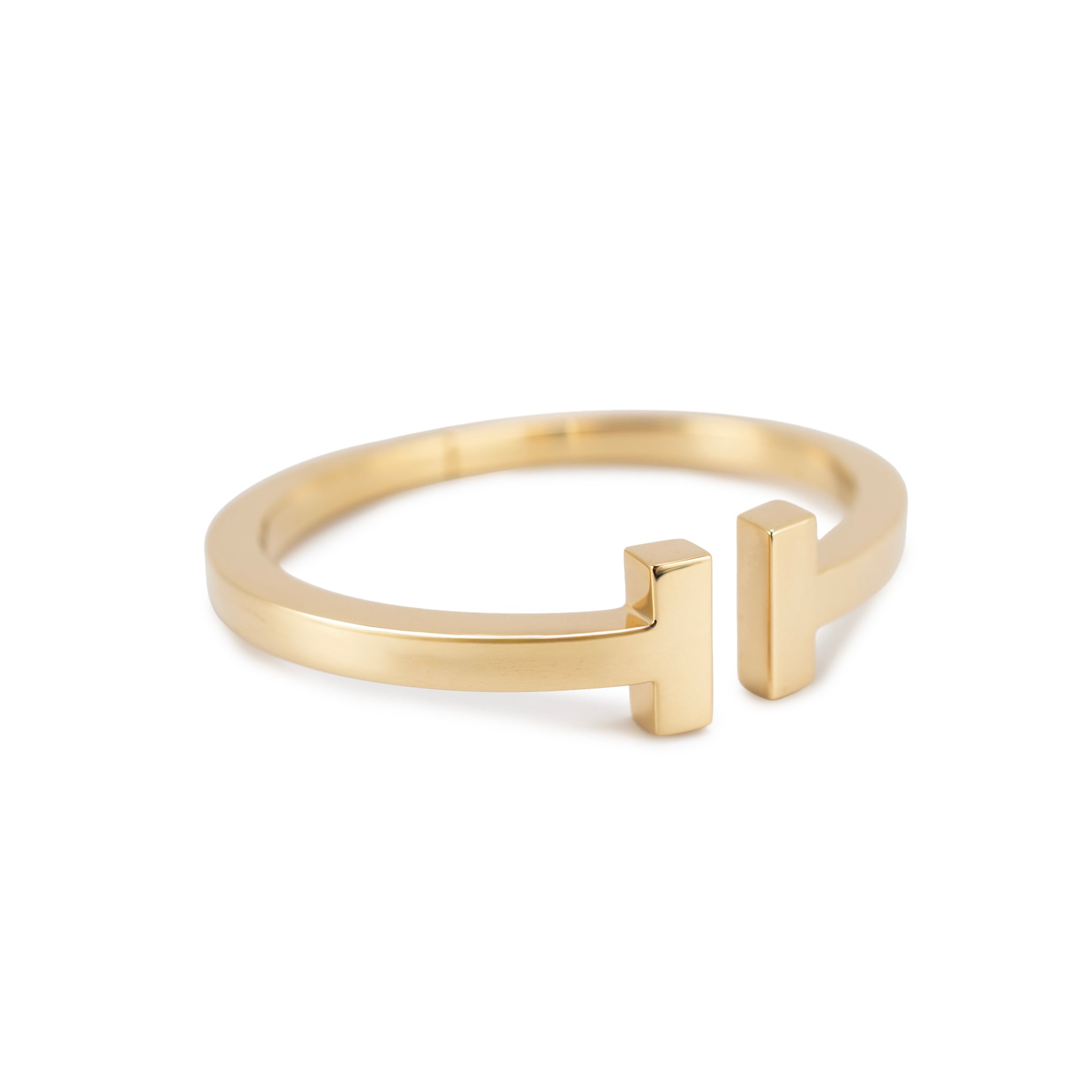 Tiffany & Co. Iconic Tiffany T Square 18K Yellow Gold Cuff Bangle Bracelet