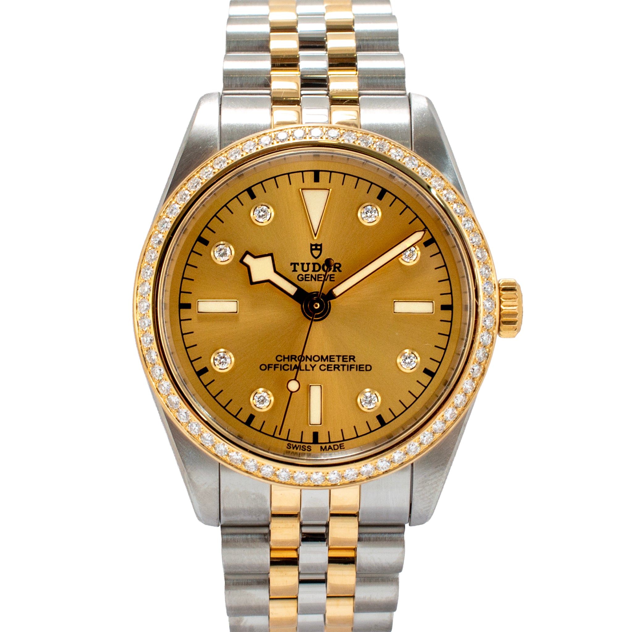 Tudor Black Bay One 36MM 79653 Champagne Diamond Dial Gold Steel Watch