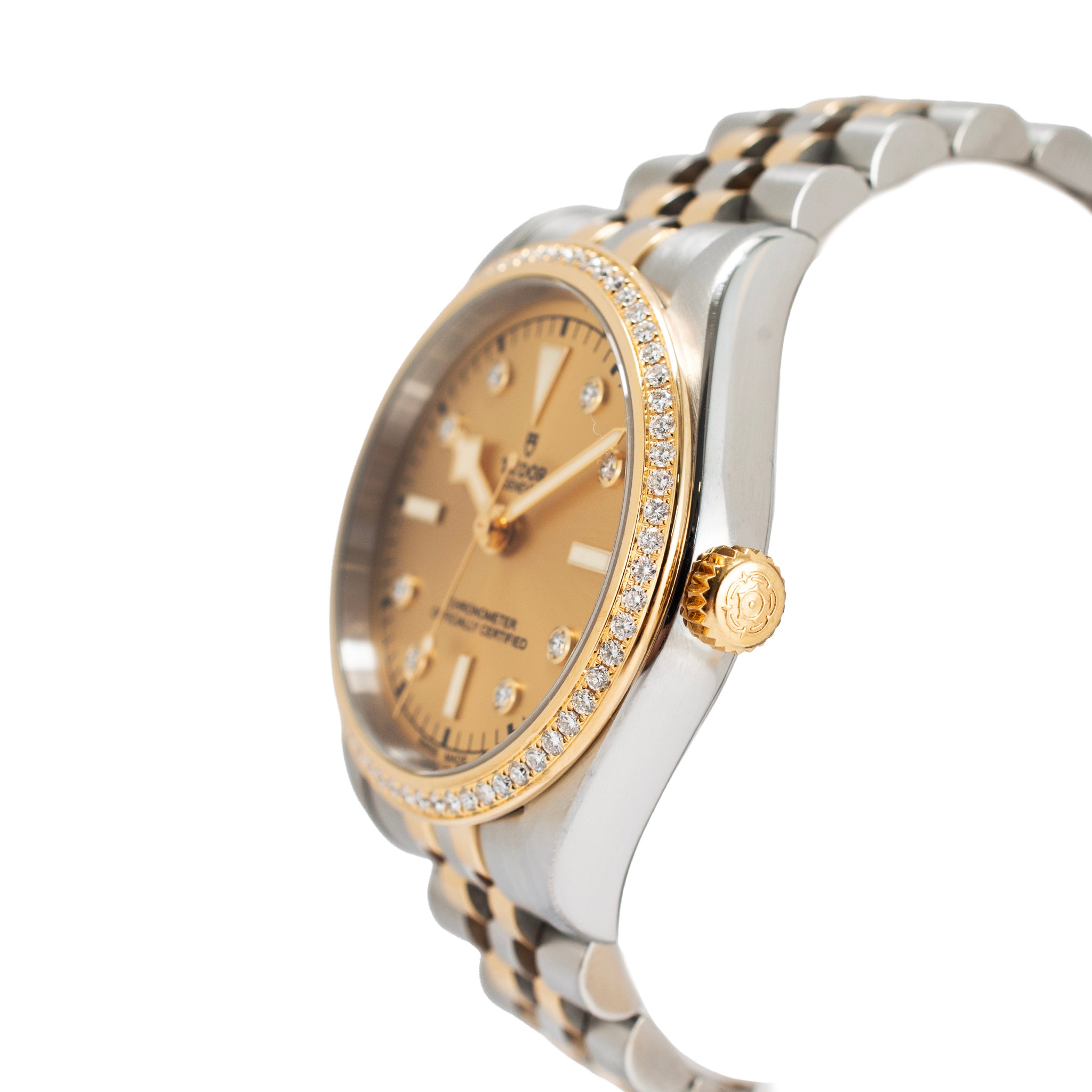 Tudor Black Bay One 36MM 79653 Champagne Diamond Dial Gold Steel Watch