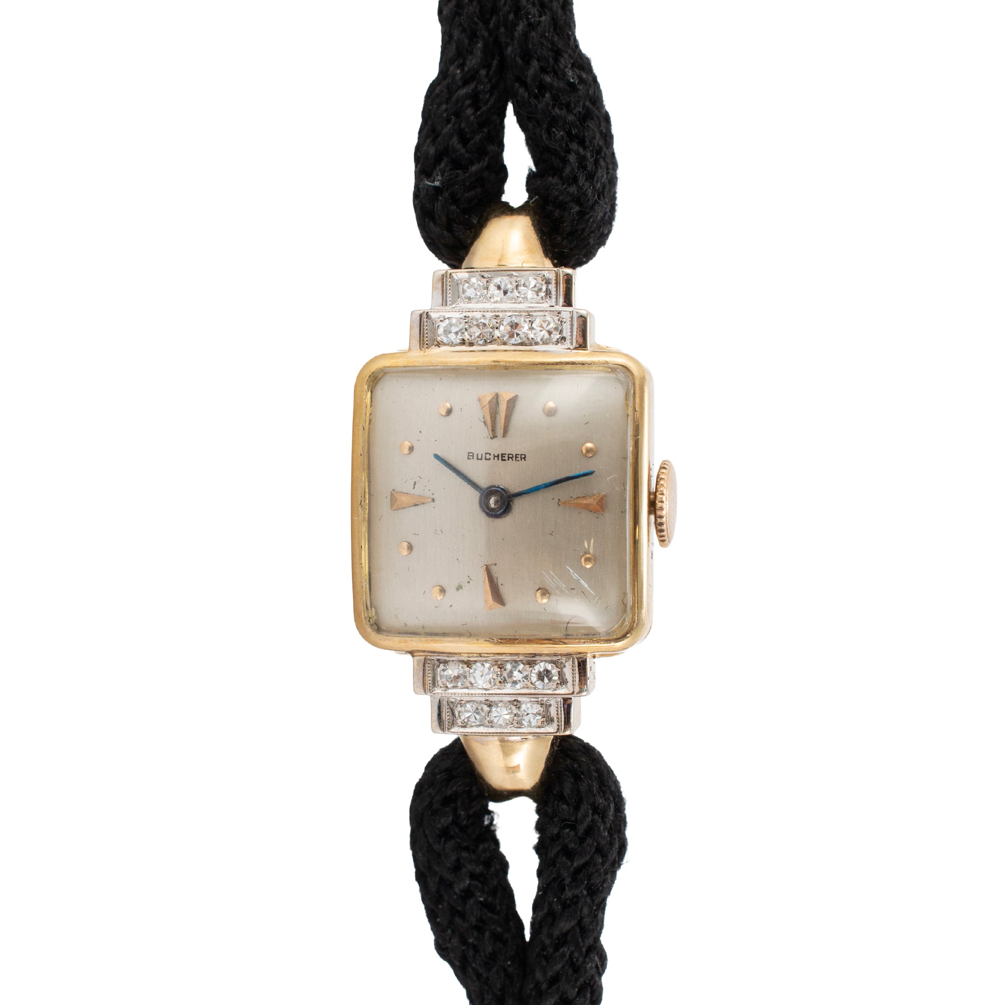 Ladies Vintage Retro Bucherer Cocktail 17MM Diamond 18K Gold Mechanical Watch