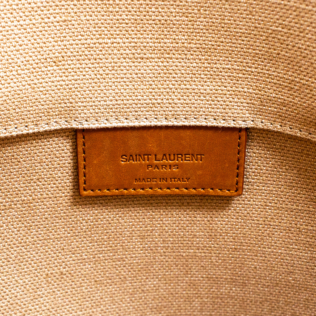 Saint Laurent Sac de Jour Natural Canvas Brown Leather Tote Bag