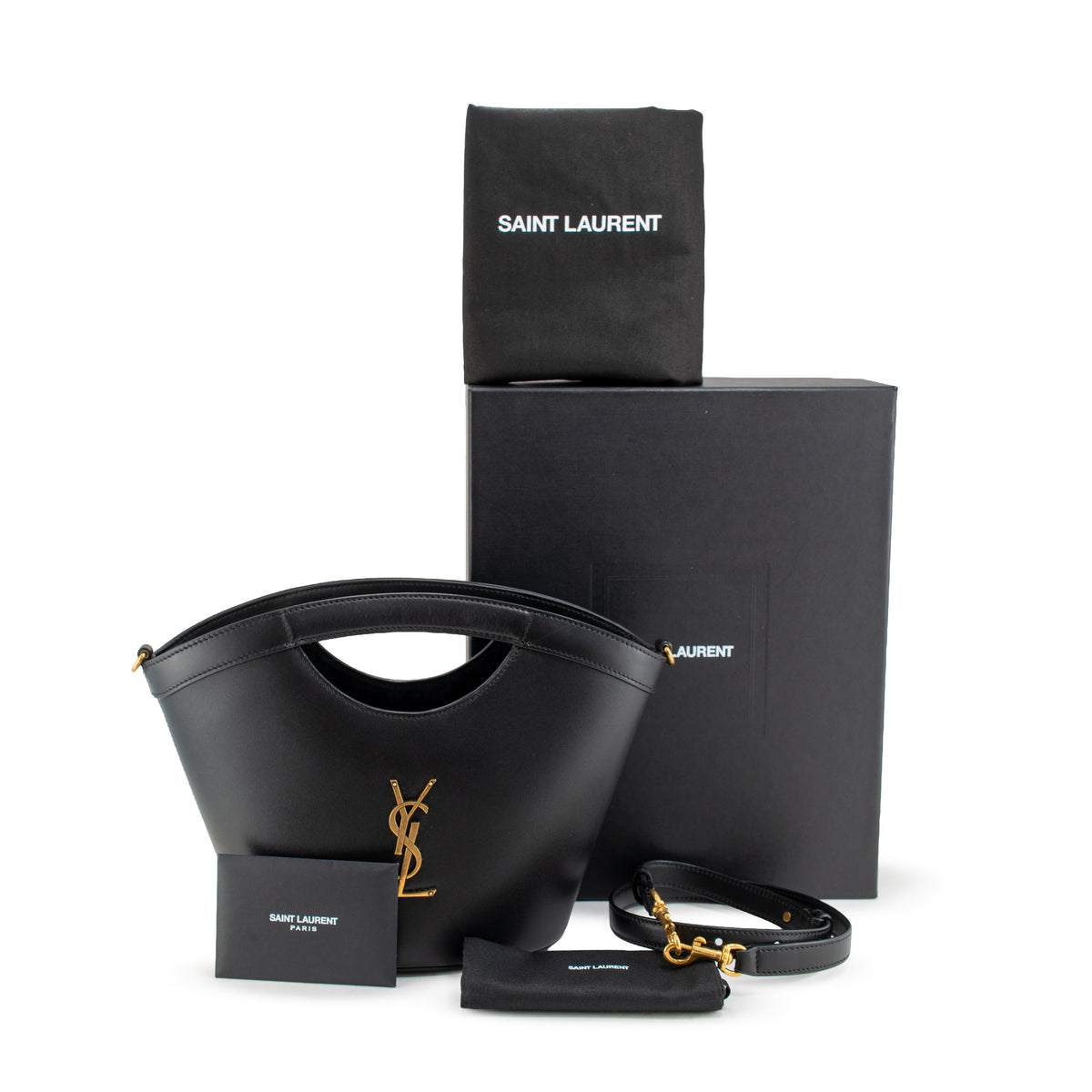 Saint Laurent Mini Celia Black Calfskin Leather Tote Bag