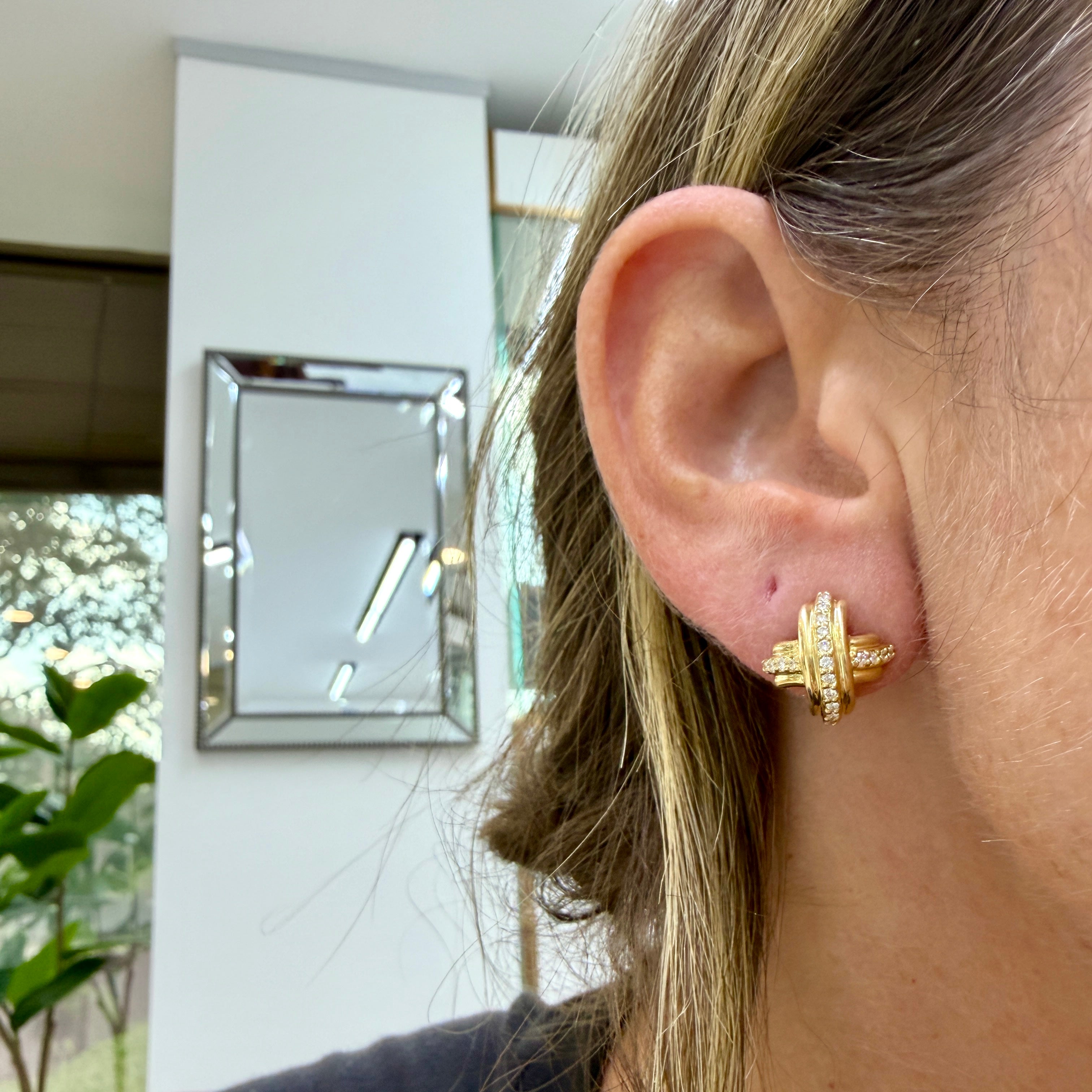 Vintage Tiffany & Co. X 18K Yellow Gold 0.53ctw Diamond Clip on Earrings