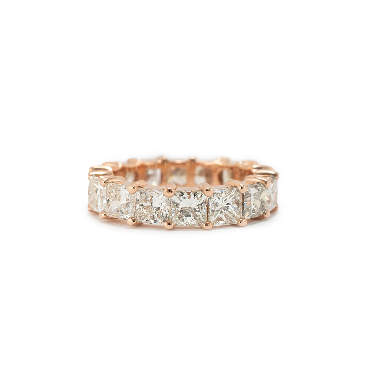 Men’s 10K Rose Gold 10.55ctw Princess Cut Diamond Eternity Band Ring