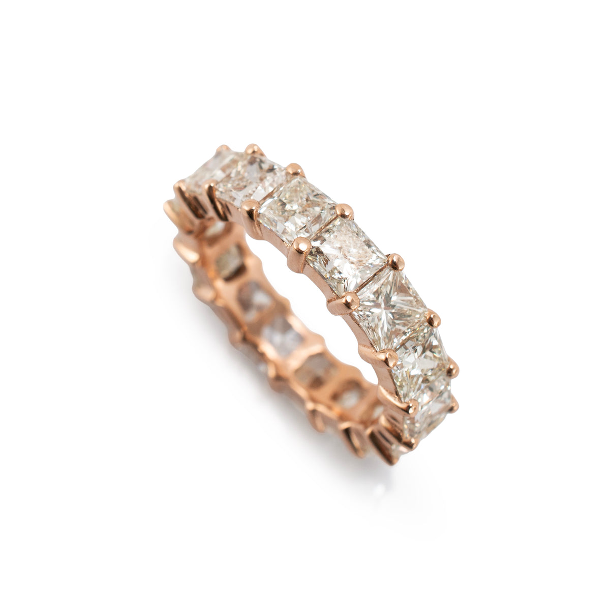 Men’s 10K Rose Gold 10.55ctw Princess Cut Diamond Eternity Band Ring