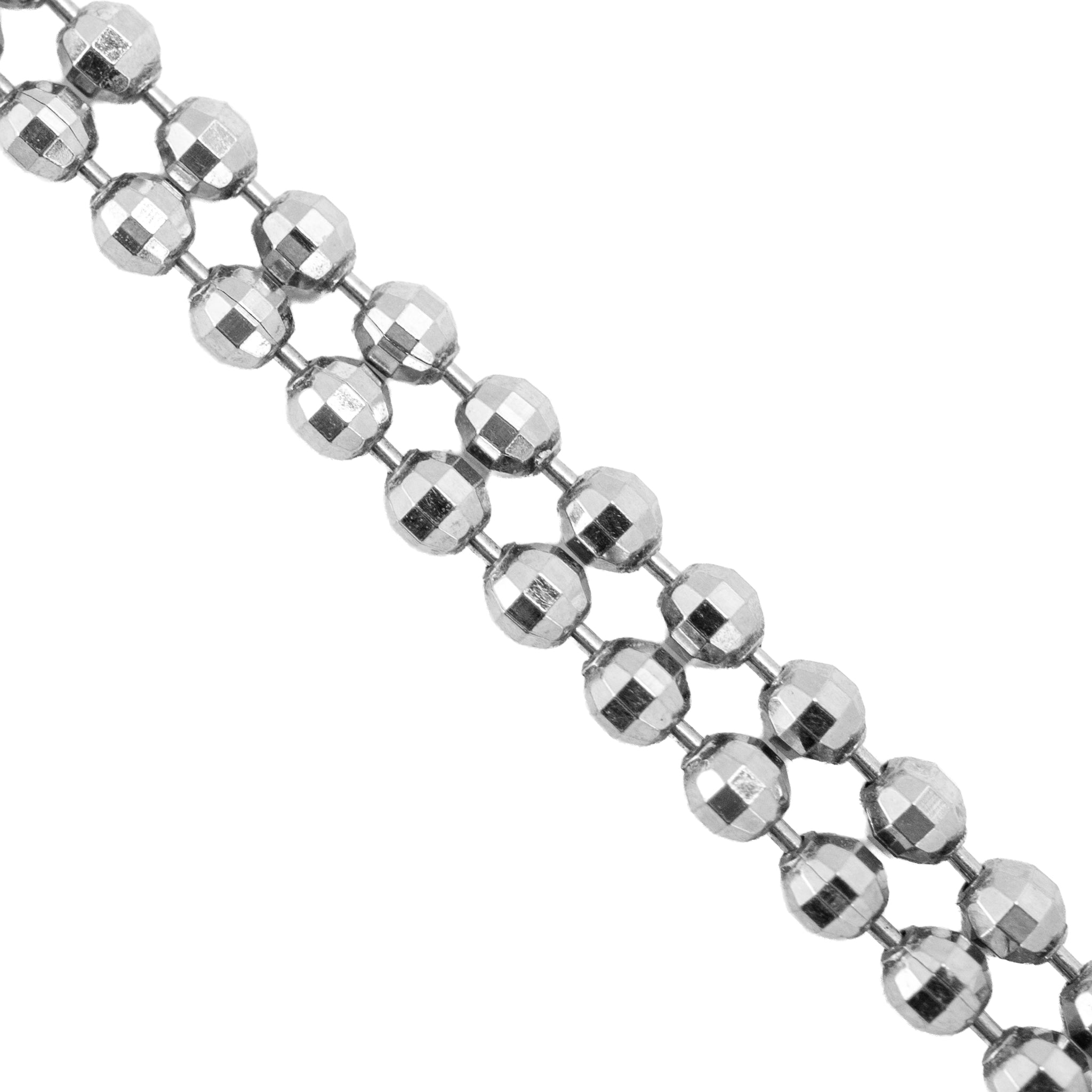 850 Platinum 2.1mm Faceted Diamond Cut Ball Bead Spherical Link Chain Necklace