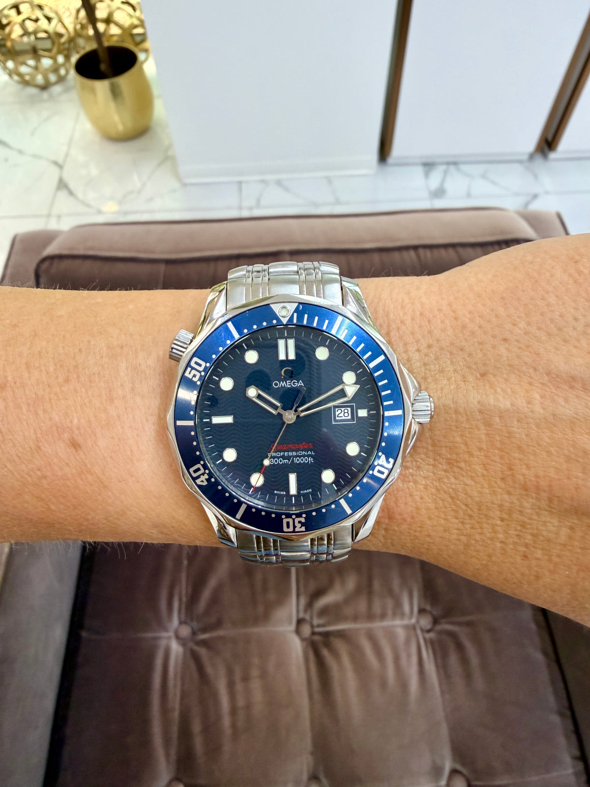 Omega Seamaster Diver 300M 41MM 2221.80 Blue Dial Stainless Steel Quartz Watch