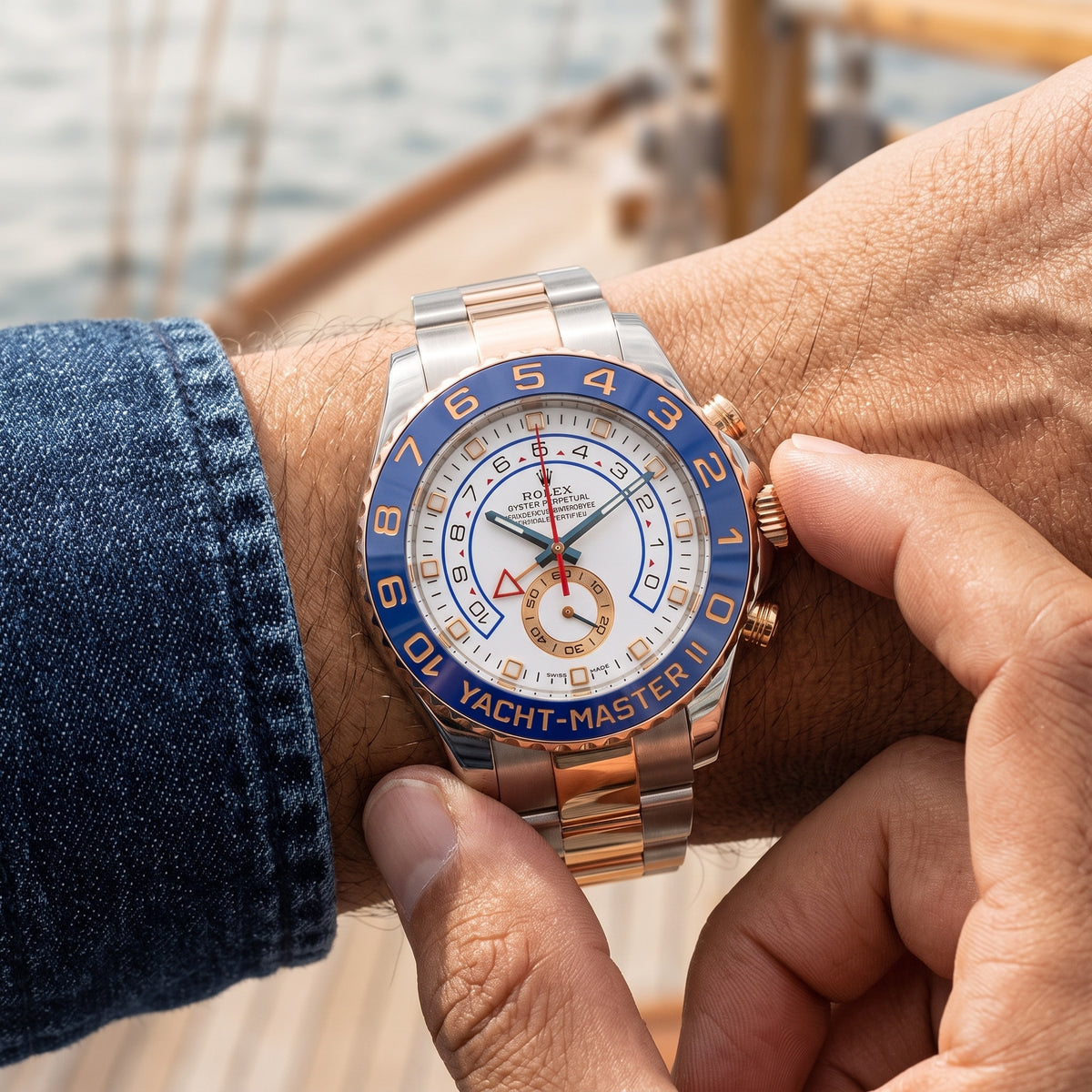 Rolex Yacht-Master II 44MM 116681 Oyster 18K Rose Gold Steel Watch