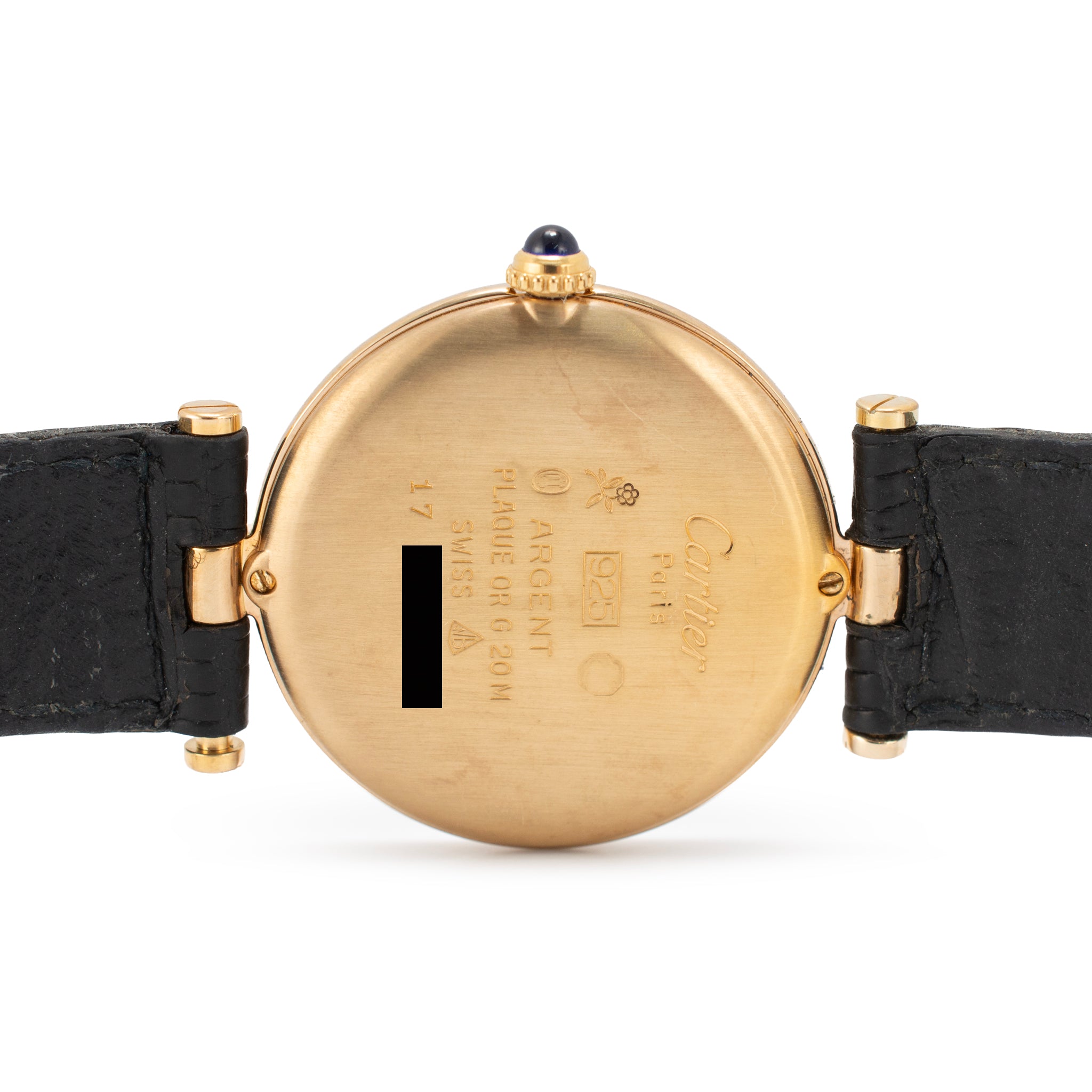 Vintage Cartier Must de Vendome 30MM 590003 Black Roman Dial Quartz Watch