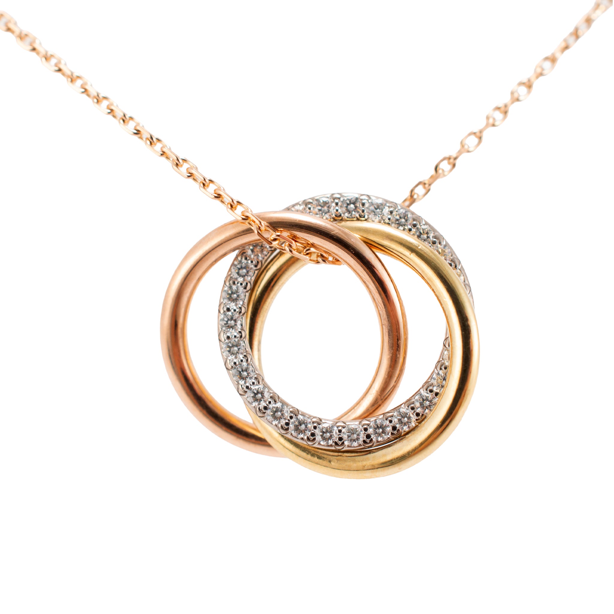 Cartier Trinity on Chain Classic Model 18K Tricolor Diamonds 18CM Link Bracelet