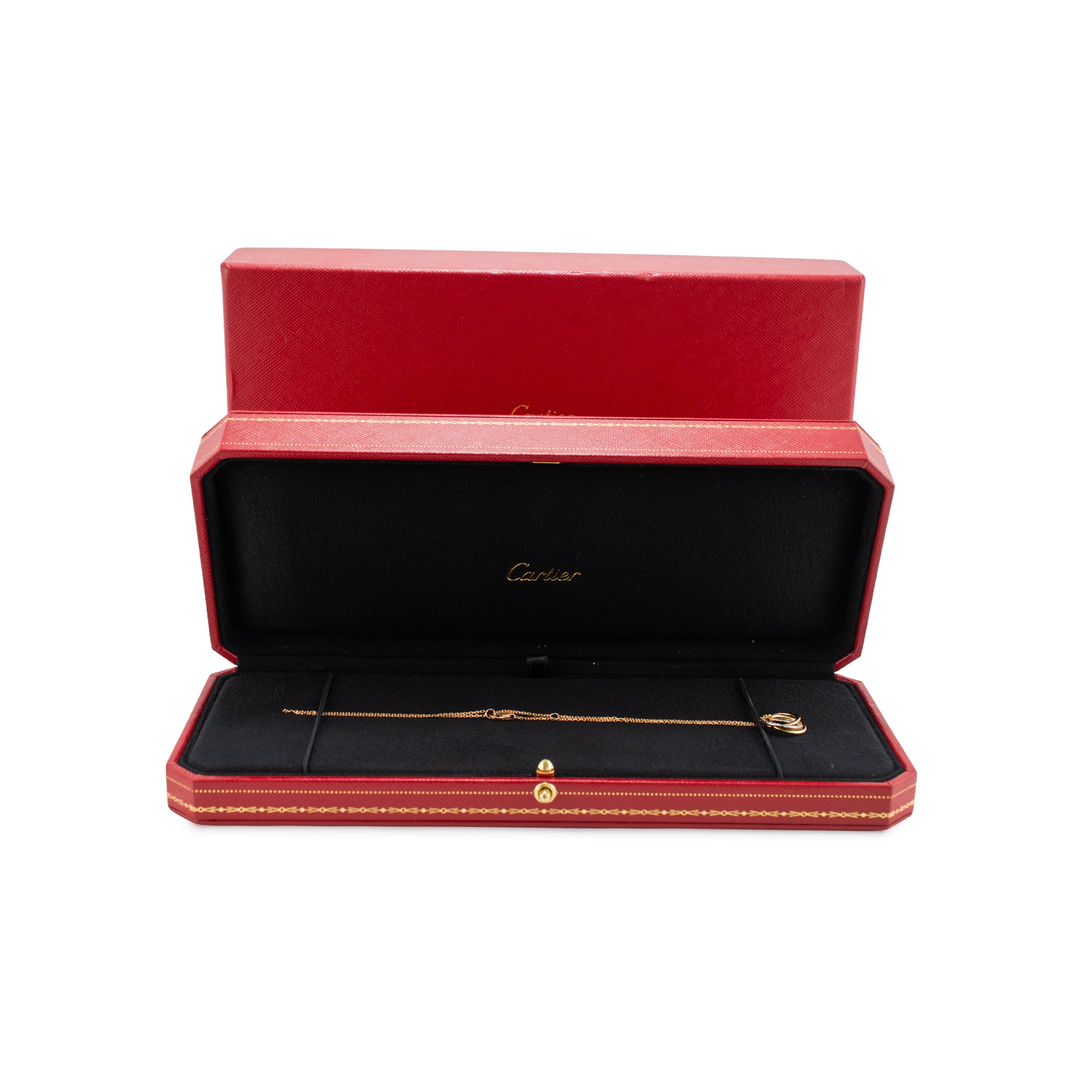 Cartier Trinity on Chain Classic Model 18K Tricolor Diamonds 18CM Link Bracelet