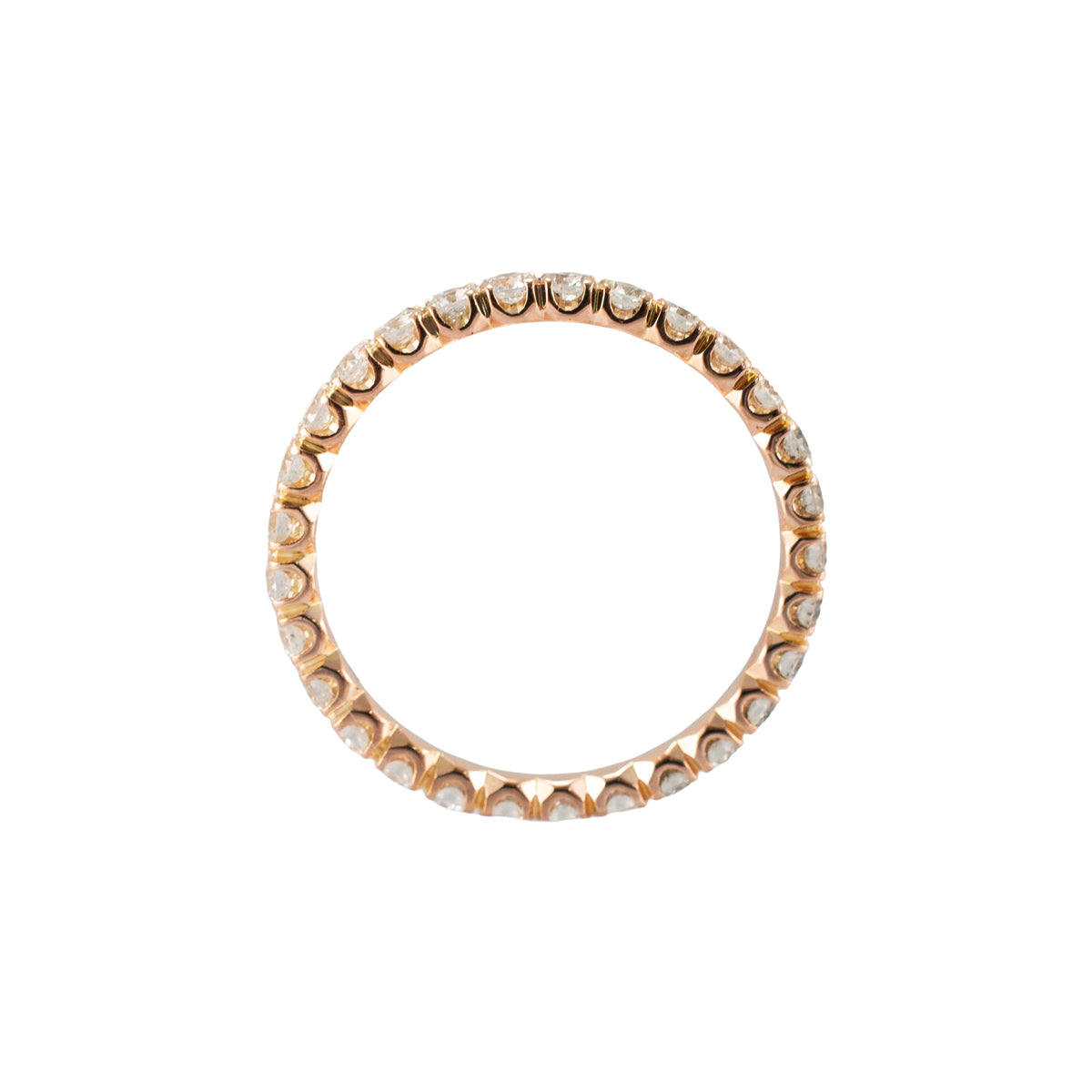Ladies 18K Rose Gold 1.02ctw Round Diamond Full Eternity Wedding Band Ring