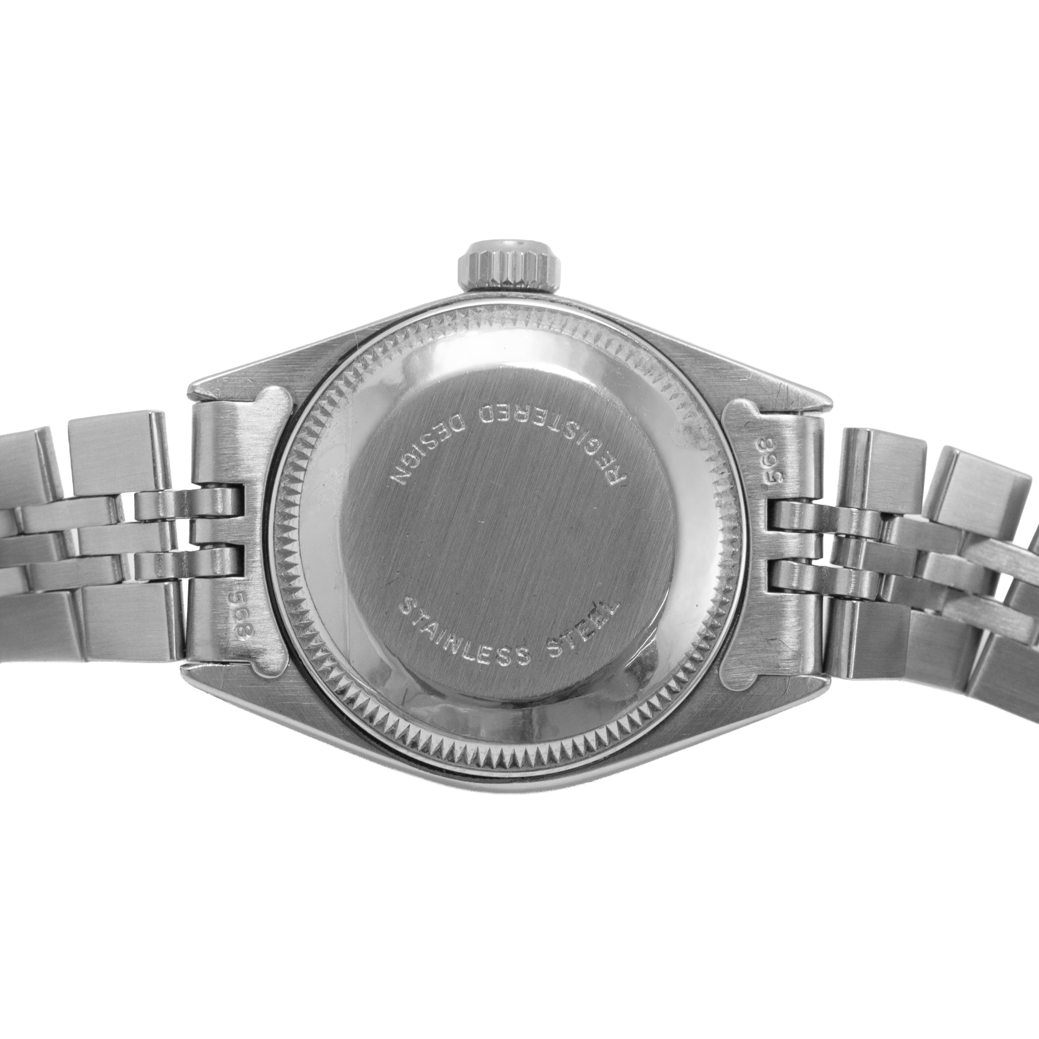 Ladies Rolex Oyster Perpetual Date 26MM 6919 White Roman Jubilee Steel Watch