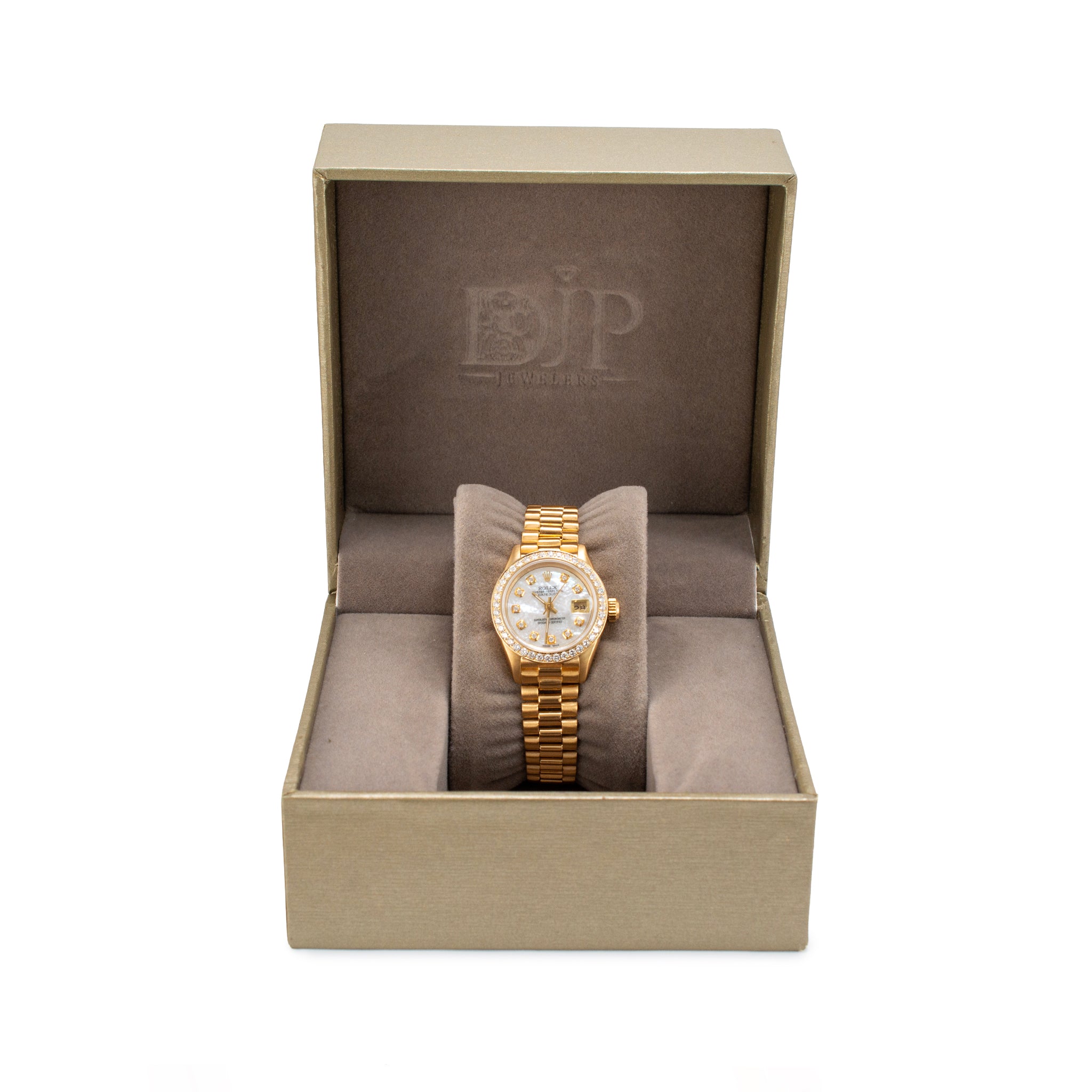 Ladies Rolex Datejust 26MM 69178 Mop Diamond Presidential 18K Yellow Gold Watch