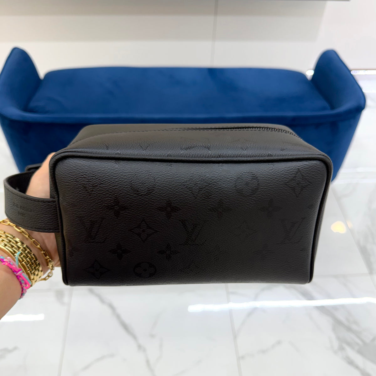 Louis Vuitton Monogram Eclipse Canvas Black Leather Toiletry Bag