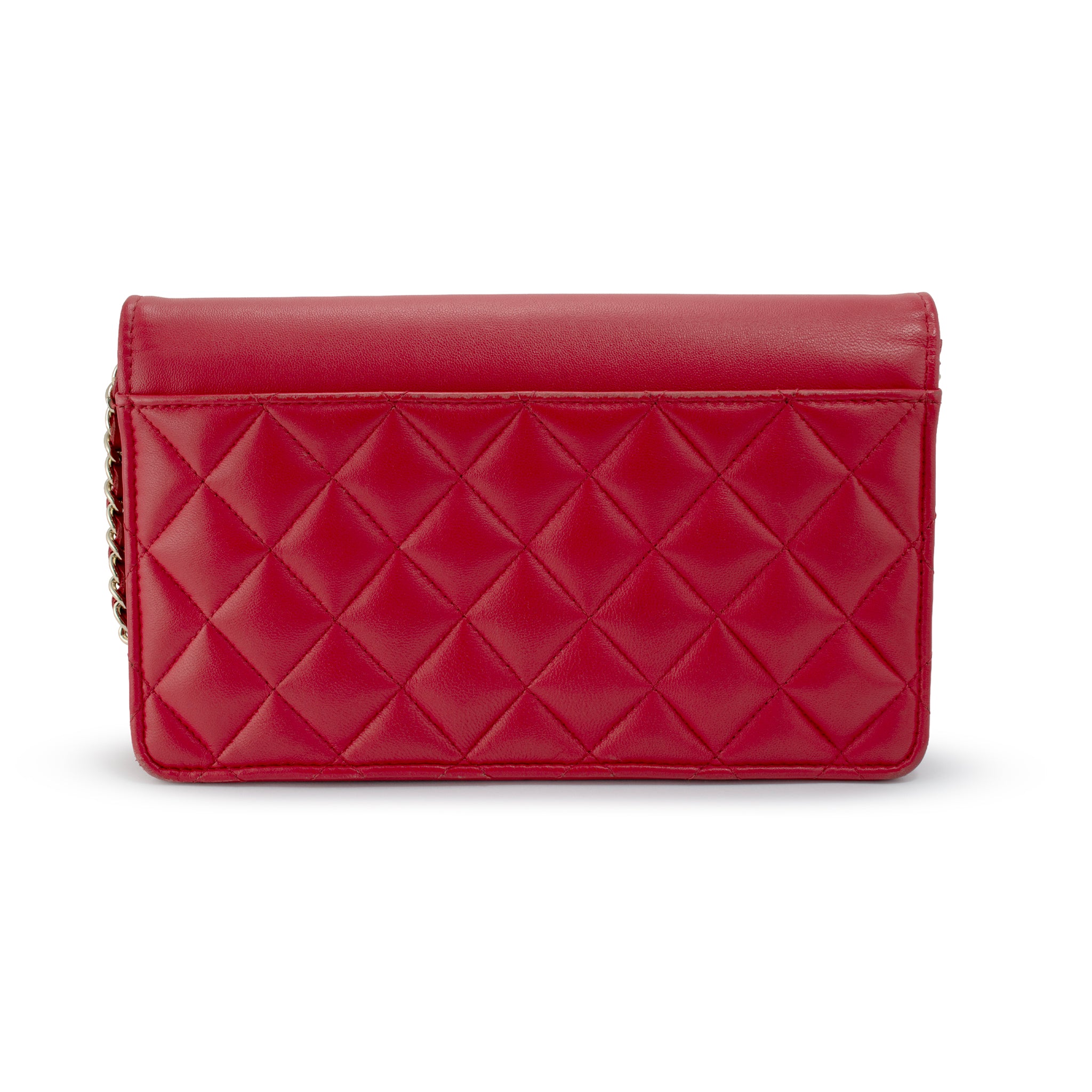 Chanel Red CC Timeless Lambskin Gold Hardware w.o.c Shoulder Chain Wallet