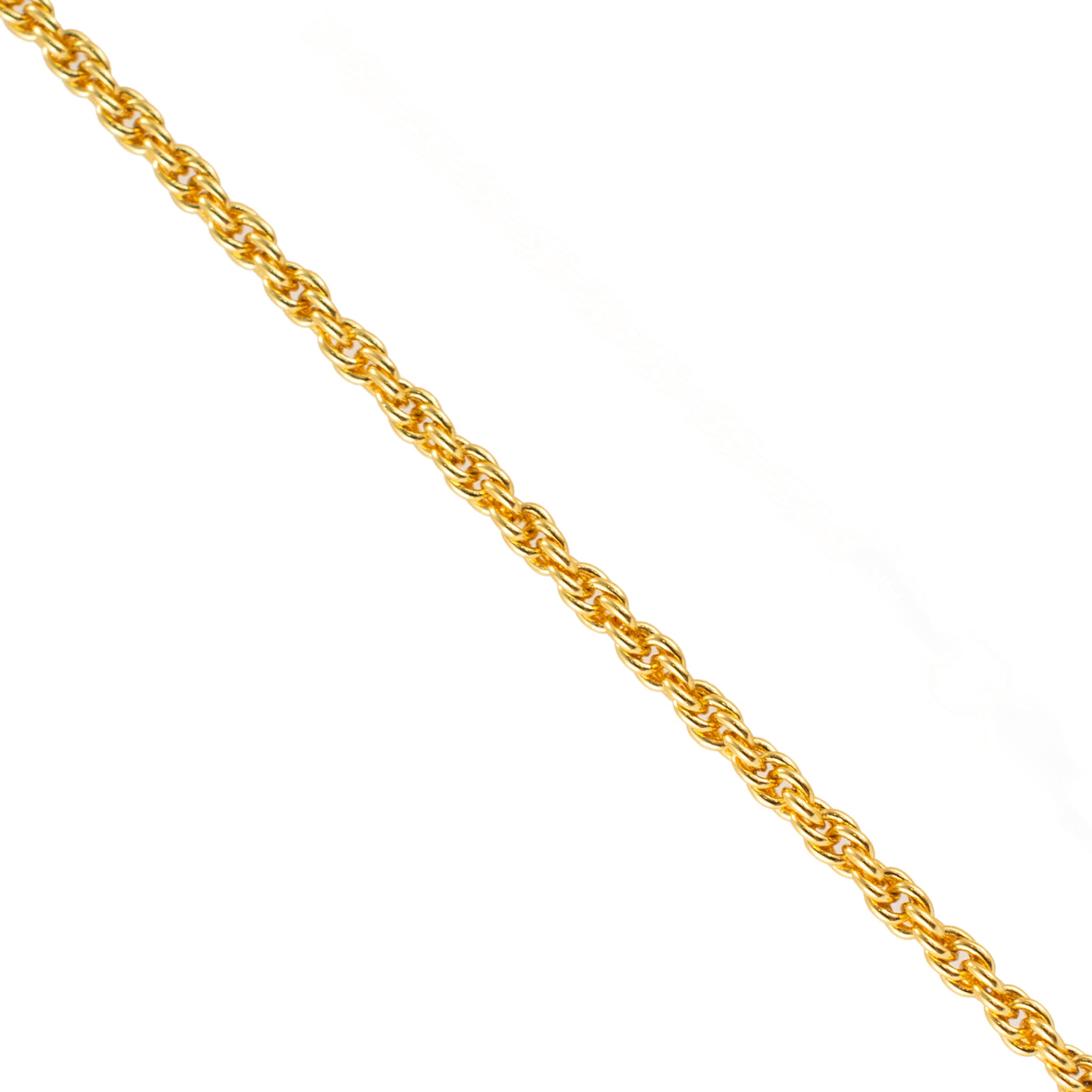 Unisex 14K Yellow Gold 2MM 24” Classic Twisted Spiral Rope Chain Necklace