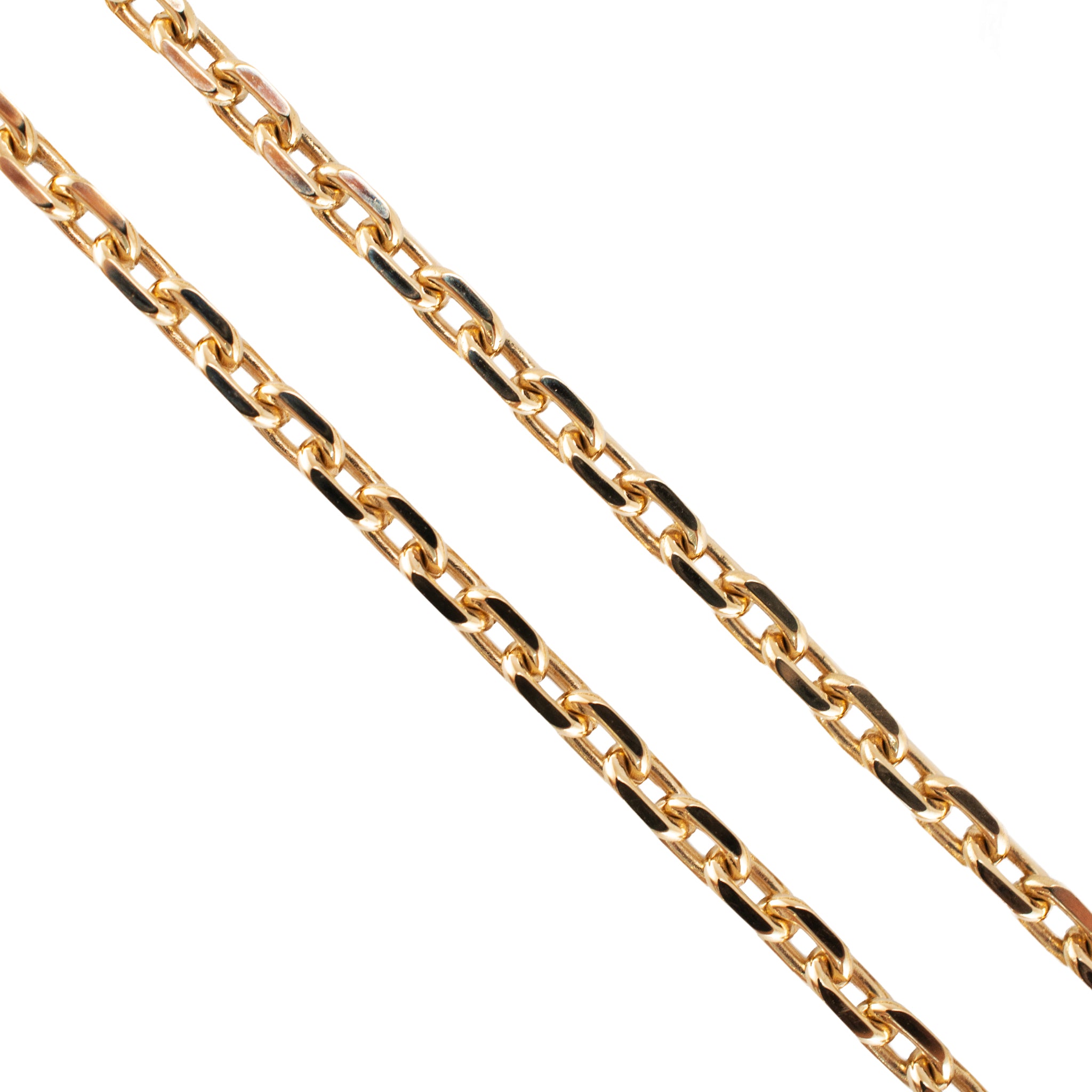 Unisex 14K Yellow Gold Solid 22.5” 3.1mm Biker Open Anchor Link Chain Necklace
