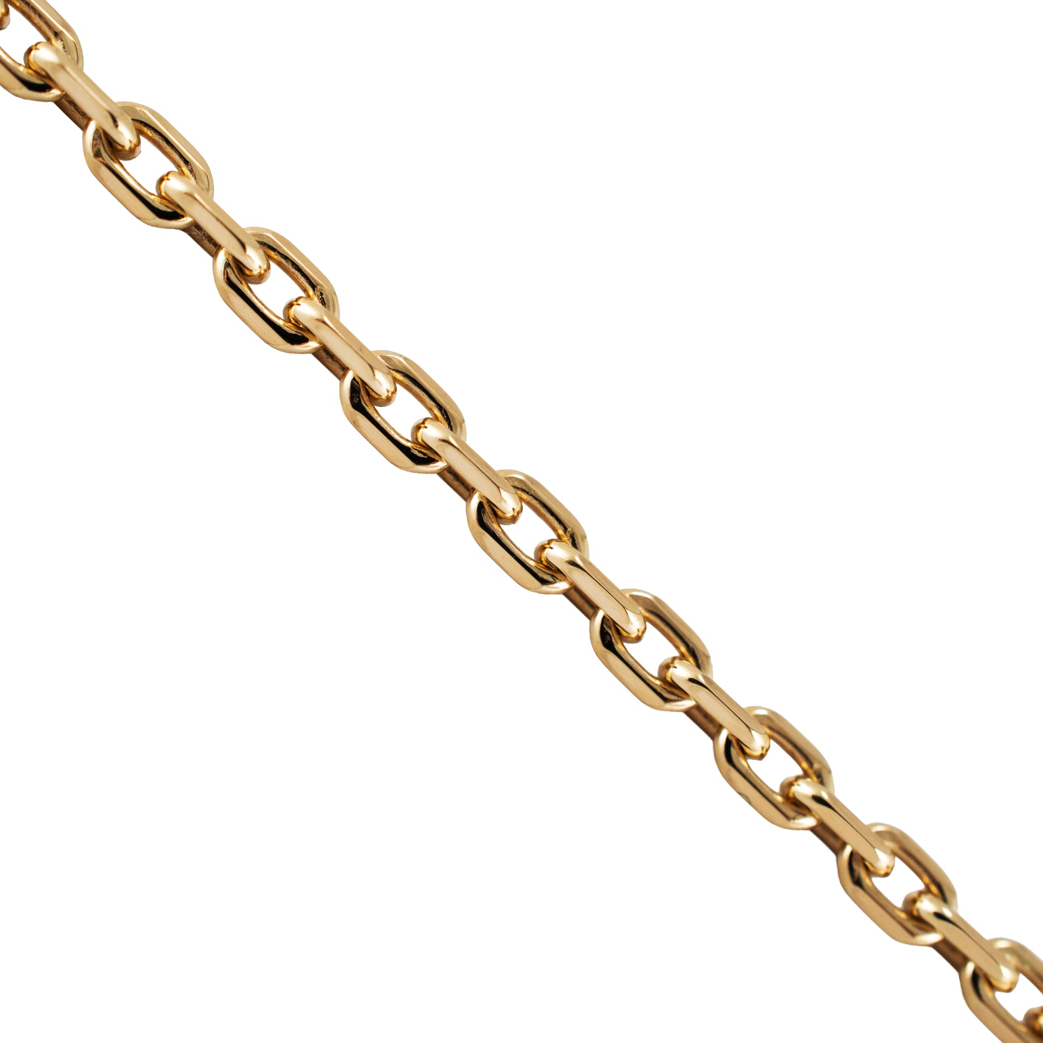 Unisex 14K Yellow Gold Solid 22.5” 3.1mm Biker Open Anchor Link Chain Necklace