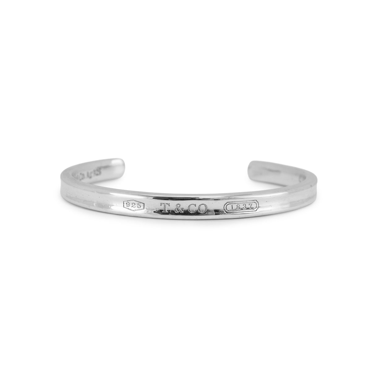 Tiffany & Co. Tiffany 1837 Narrow 925 Silver Medium Cuff Bangle Bracelet