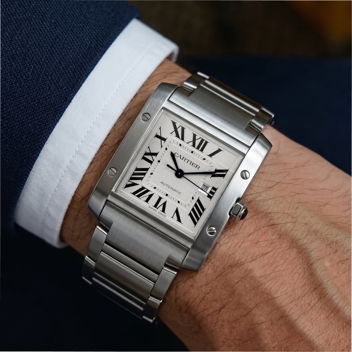 Cartier Tank Francaise 30.5mm WSTA0067 Large Model White Dial Steel Watch