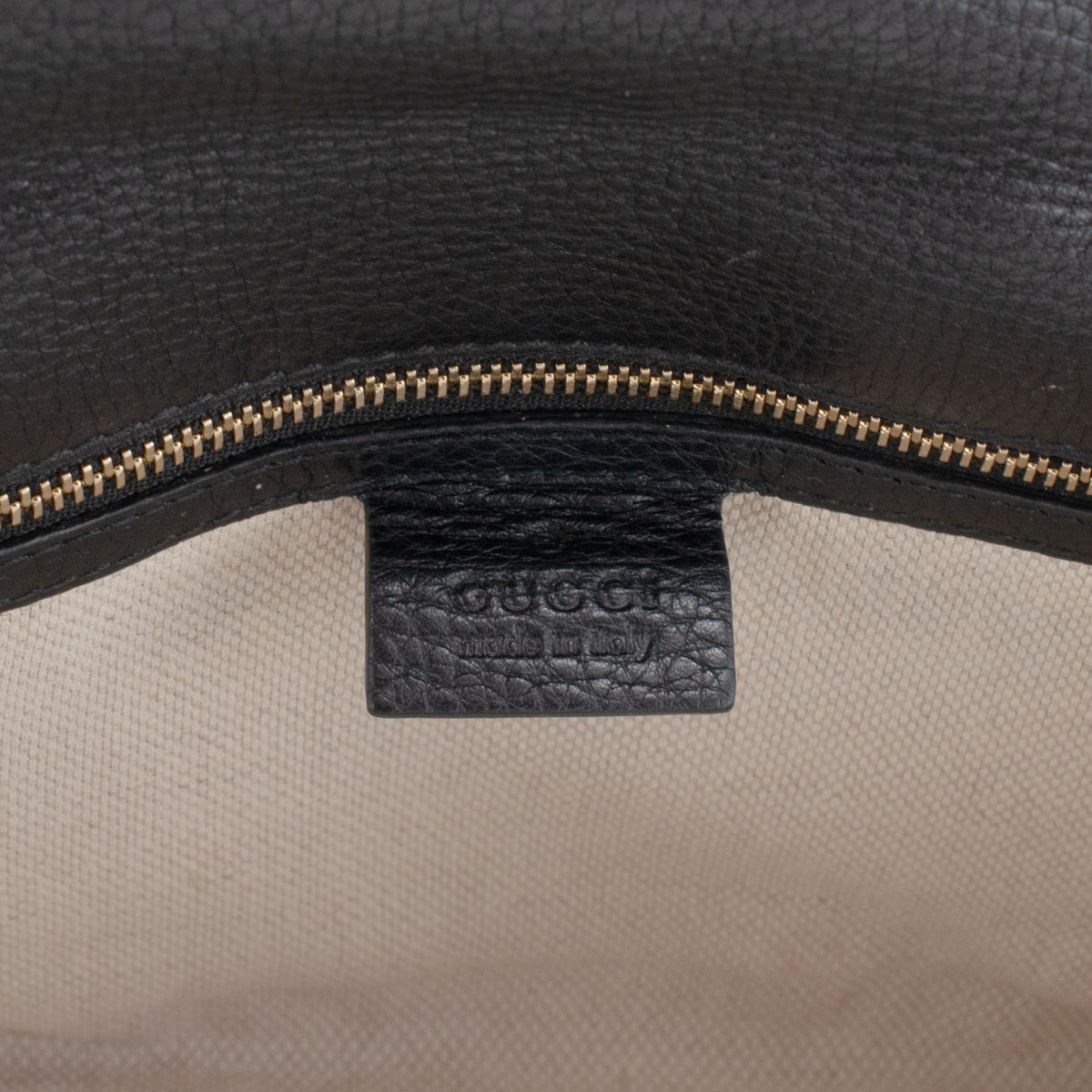 Gucci Soho Gg Black Pebbled Calfskin Leather Tassel Flap Clutch Bag
