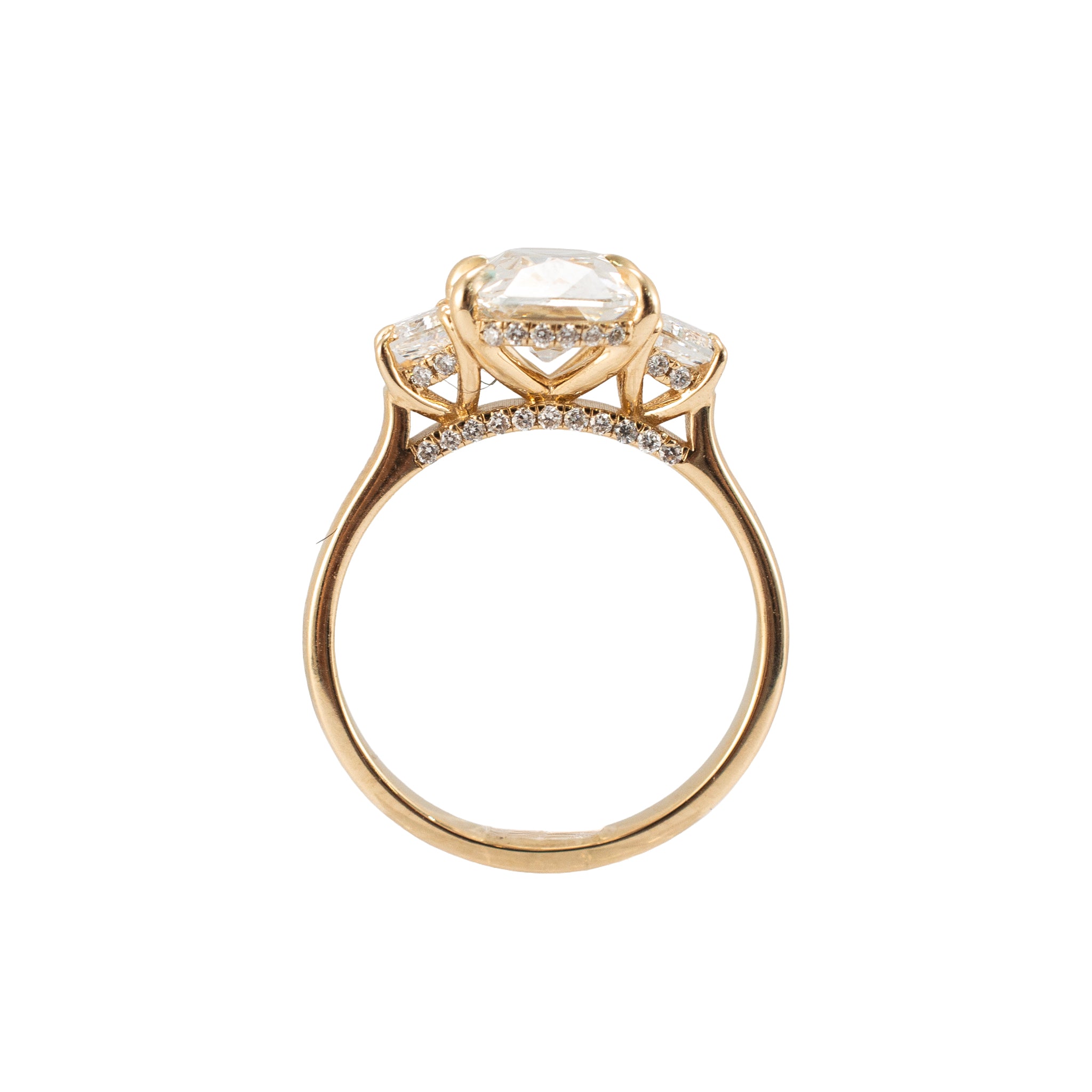 10K Yellow Gold 3.66ctw Igi Lab Grown Diamond Elongated Cushion Engagement Ring