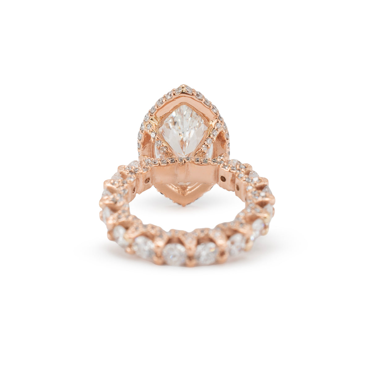 18K Rose Gold Igi 8.85ctw Marquee Lab Grown Diamond Eternity Engagement Ring
