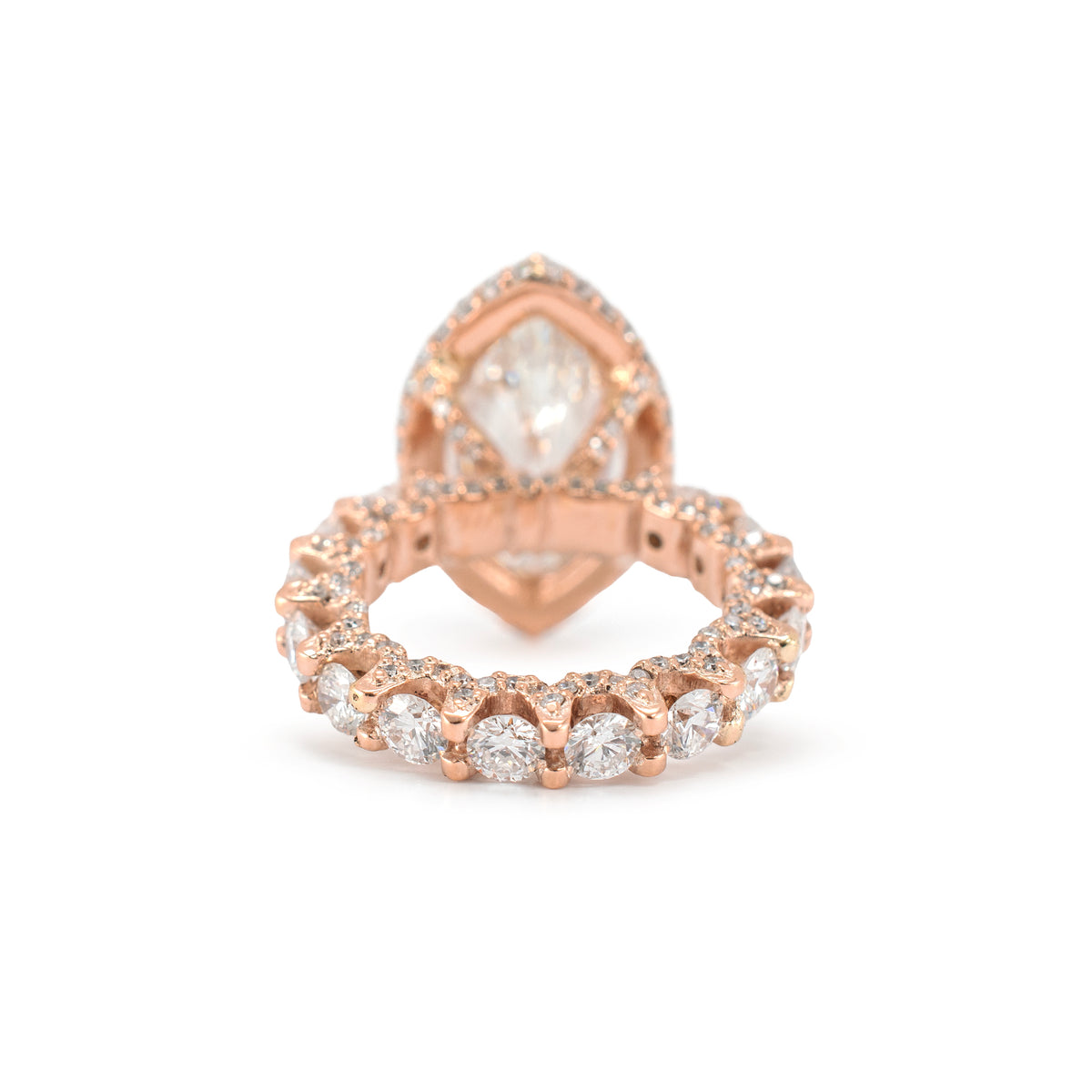 18K Rose Gold Igi 8.85ctw Marquee Lab Grown Diamond Eternity Engagement Ring