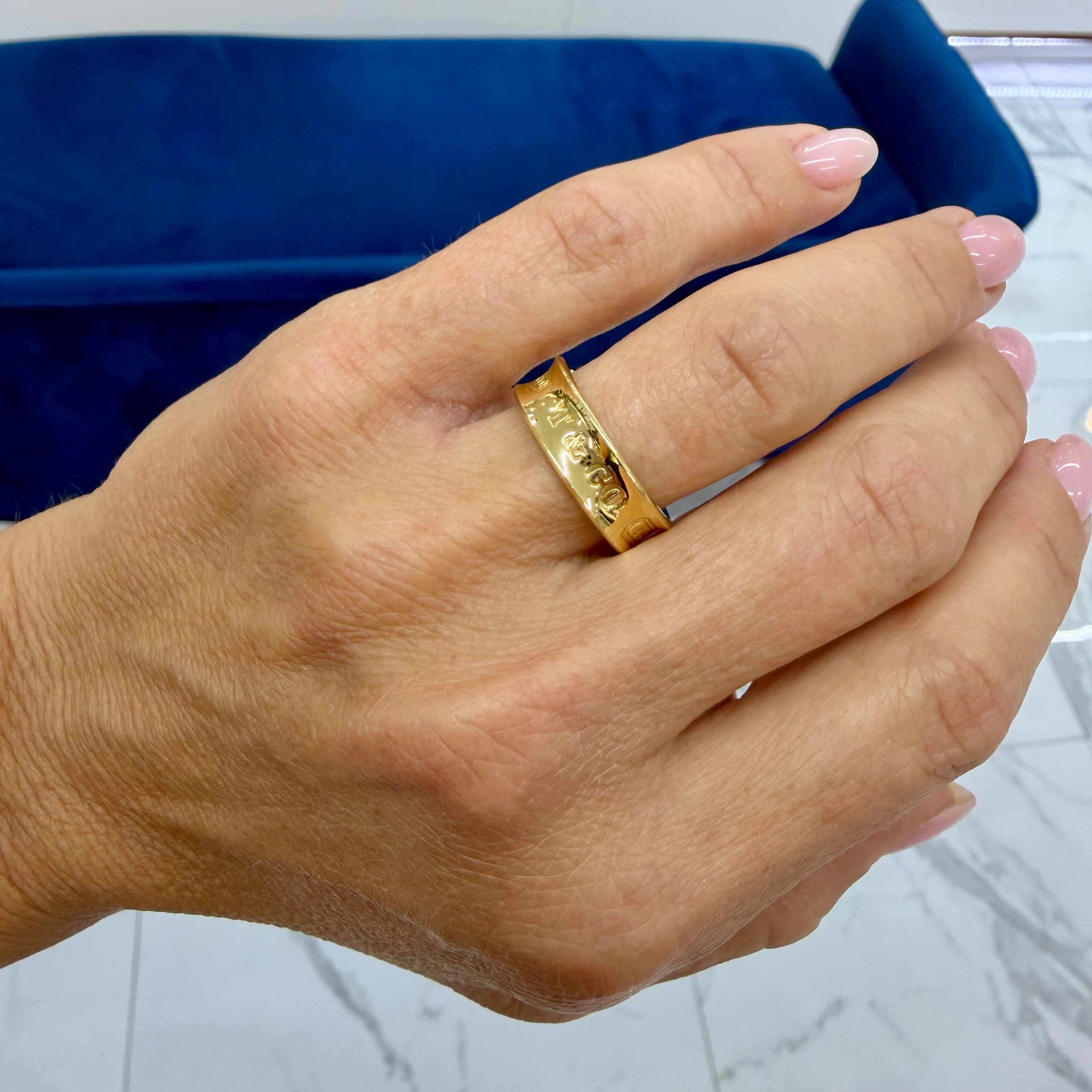Vintage Tiffany & Co. 1837 Medium Model 18K Yellow Gold Concave Band Ring