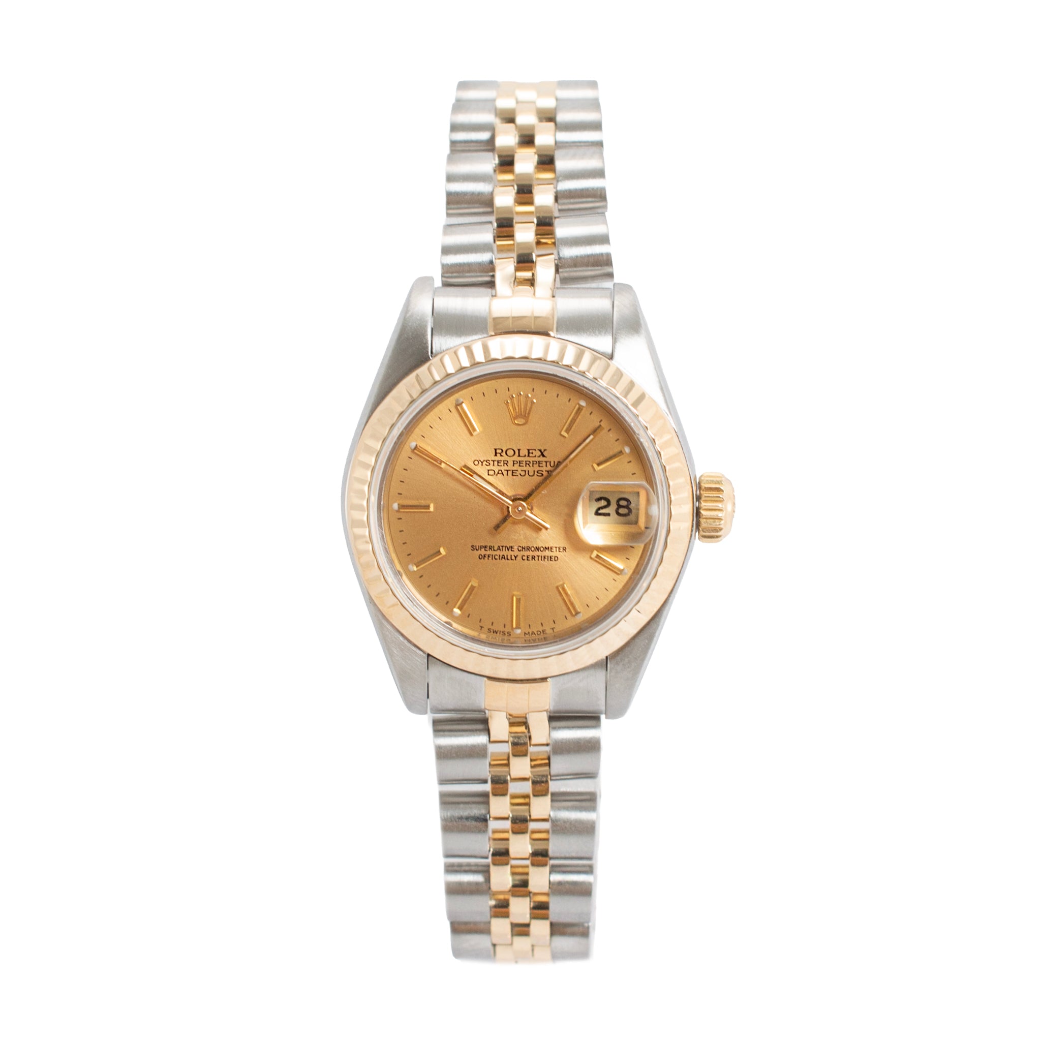 Ladies Rolex Datejust 26MM 69173 Champaign Dial 18K Yellow Gold Steel Watch