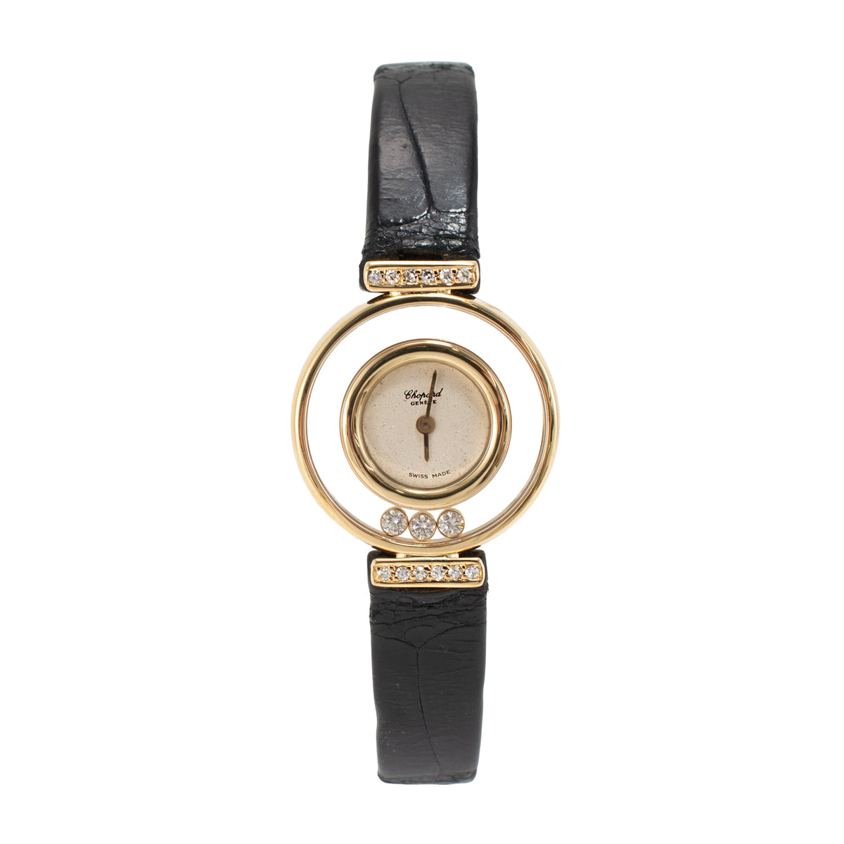 Ladies Vintage Chopard Happy Diamonds 22MM 4112 18K Yellow Gold Quartz Watch
