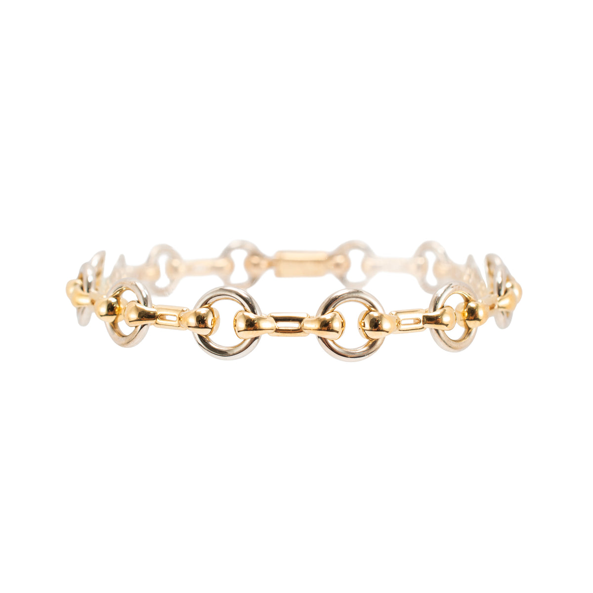 Vintage Cartier Nouveau Jcc 18K Yellow & White Gold Horsebit Link Bracelet