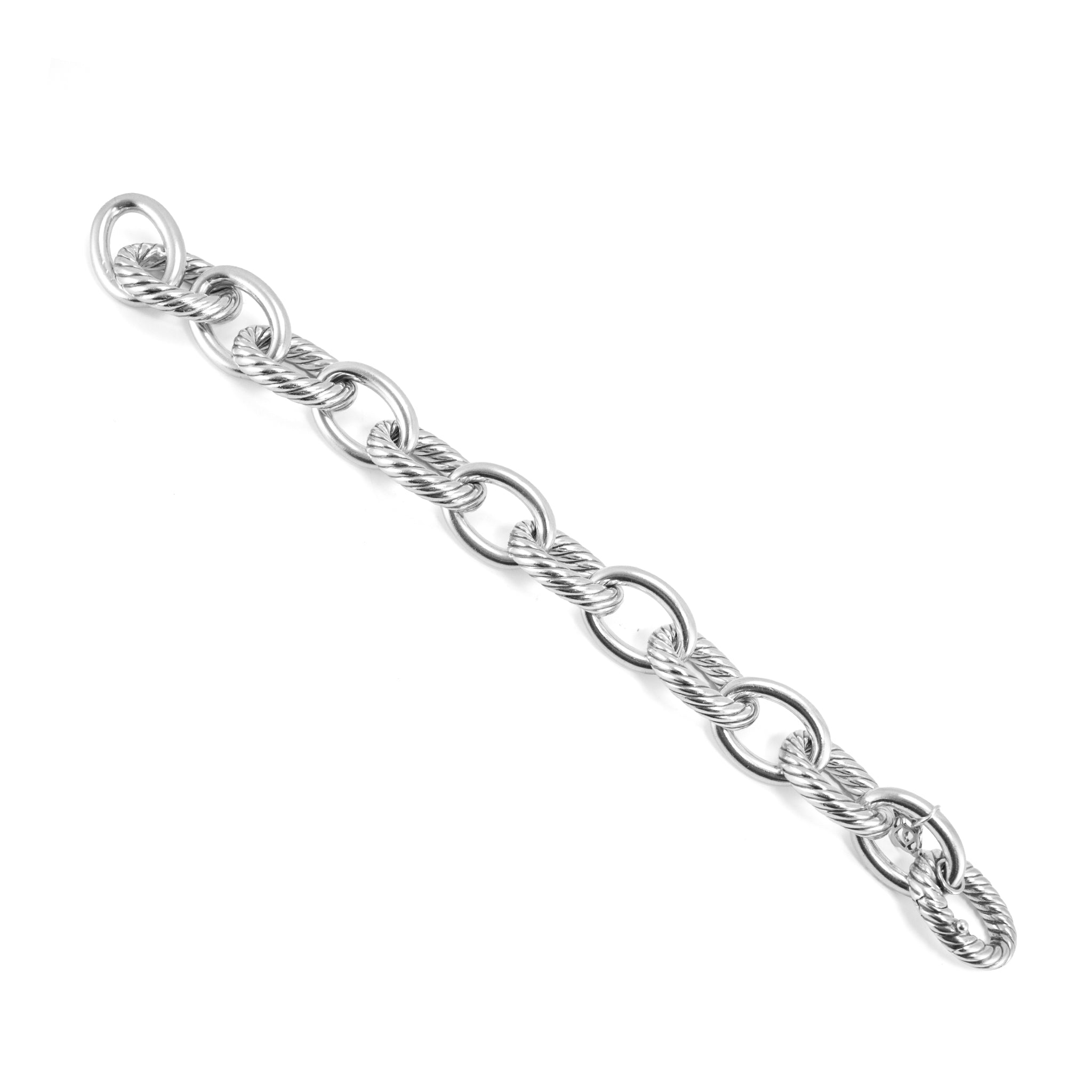 Retired David Yurman Chain Collection 925 Silver 17MM Oval Link Chain Bracelet