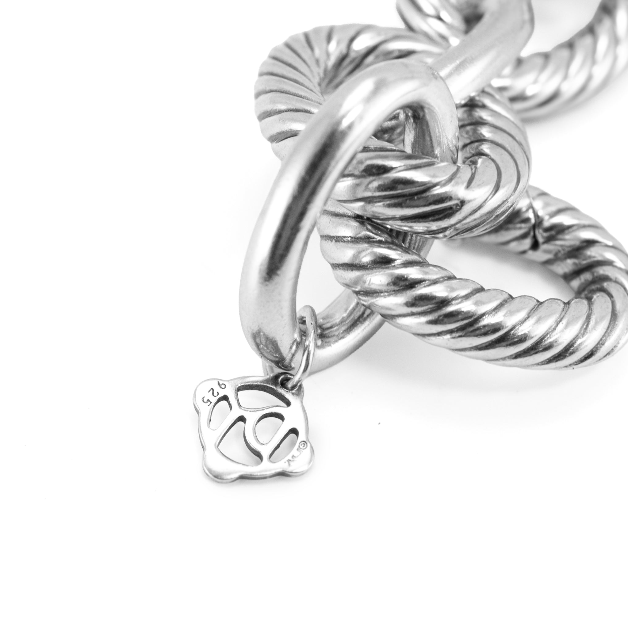Retired David Yurman Chain Collection 925 Silver 17MM Oval Link Chain Bracelet