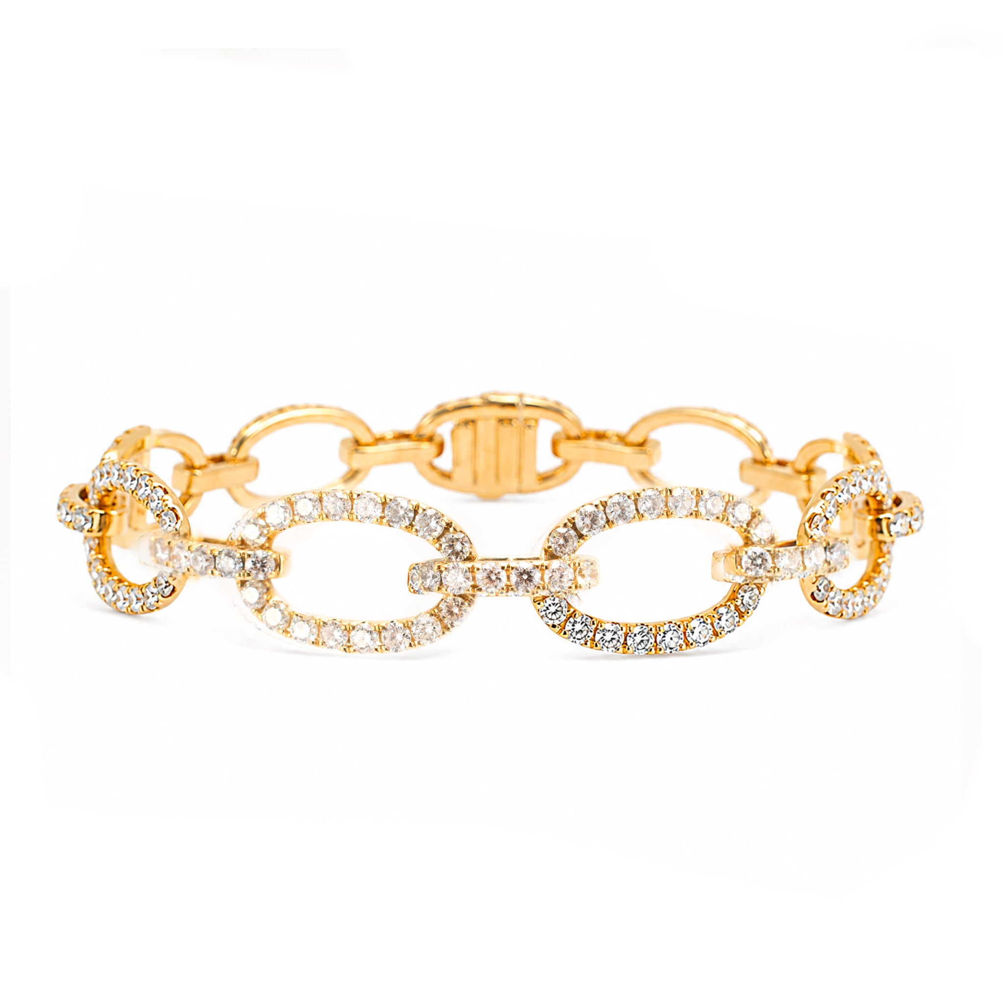 アクセサリー 18k High quality / cz u linked bracelet Bracelet 18K Yellow Gold Diamond Link Bracelet | DJP Jewelers