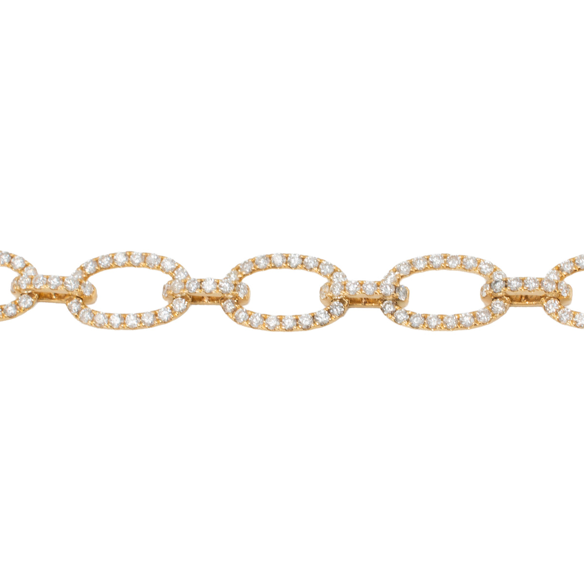 18K Yellow Gold 4.54ctw Pave Set Diamond Interlaced Oval Open Link Bracelet