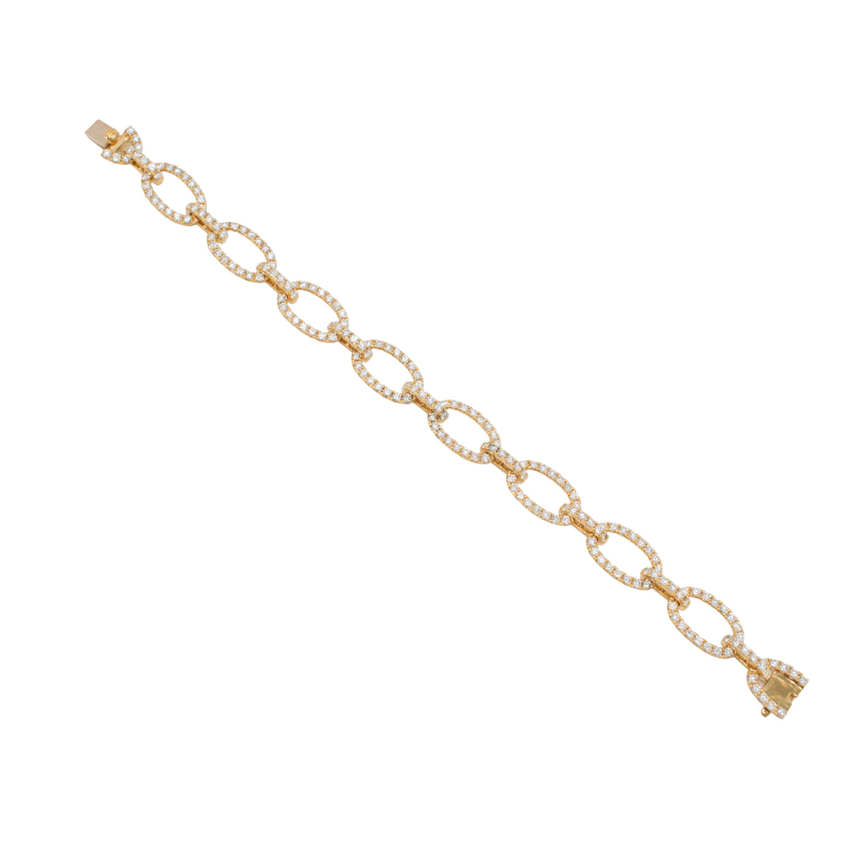 18K Yellow Gold 4.54ctw Pave Set Diamond Interlaced Oval Open Link Bracelet