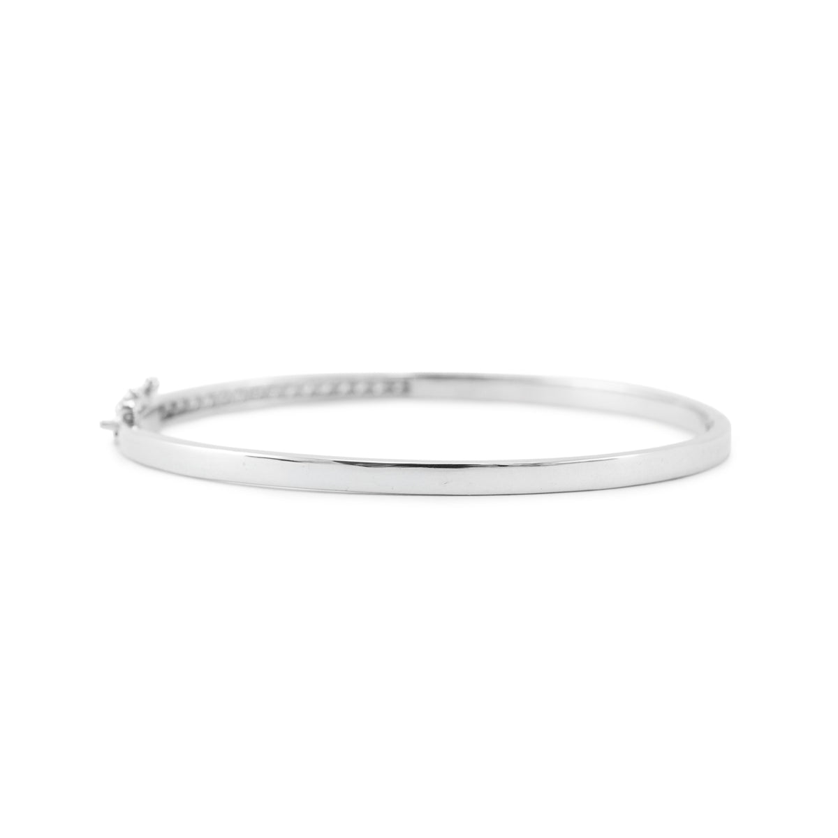 Ladies 14K White Gold 1.82ctw Diamonds & Turquoise Hinged Bangle Bracelet