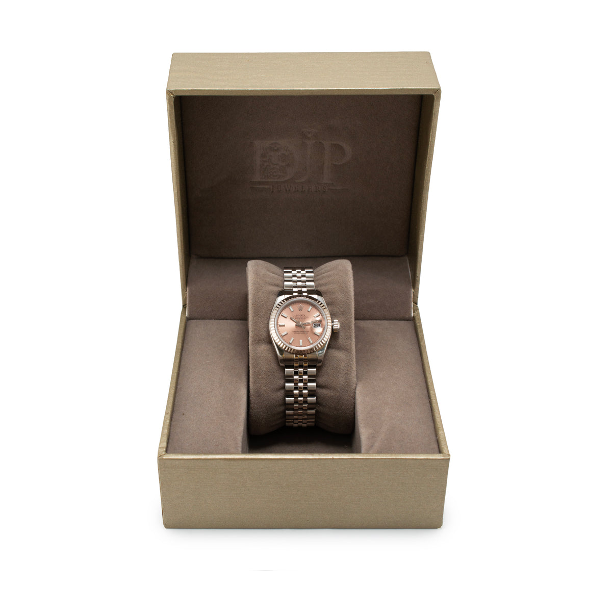 Ladies Rolex Datejust 26MM 179174 Pink Salmon Dial 18K White Gold Steel Watch