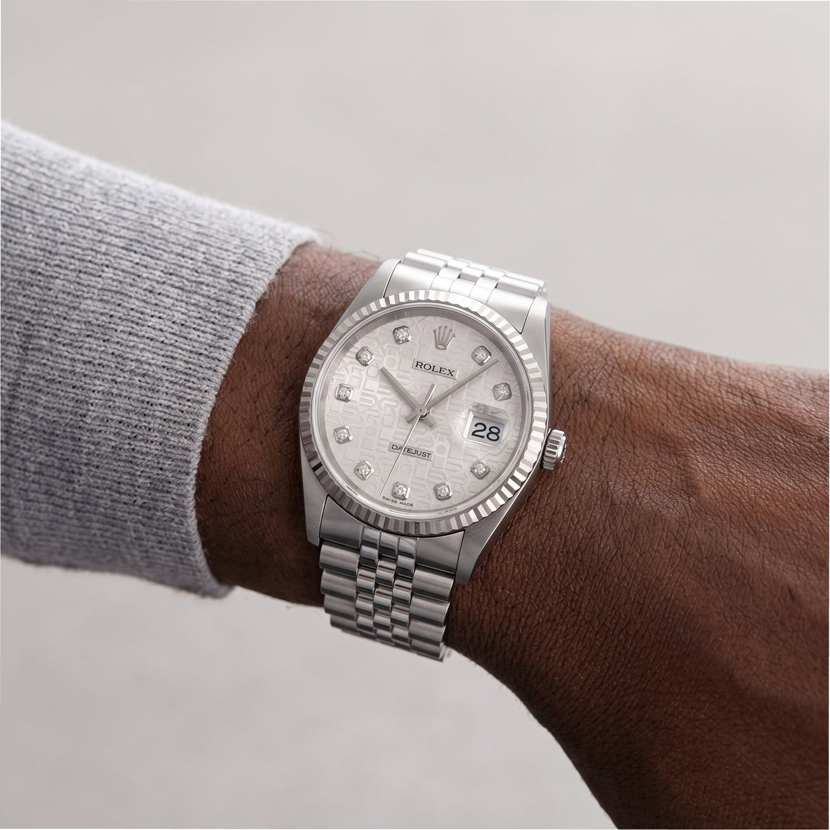 Rolex Datejust 36MM 16234 White Jubilee Computer Dial 18K White Gold Steel Watch