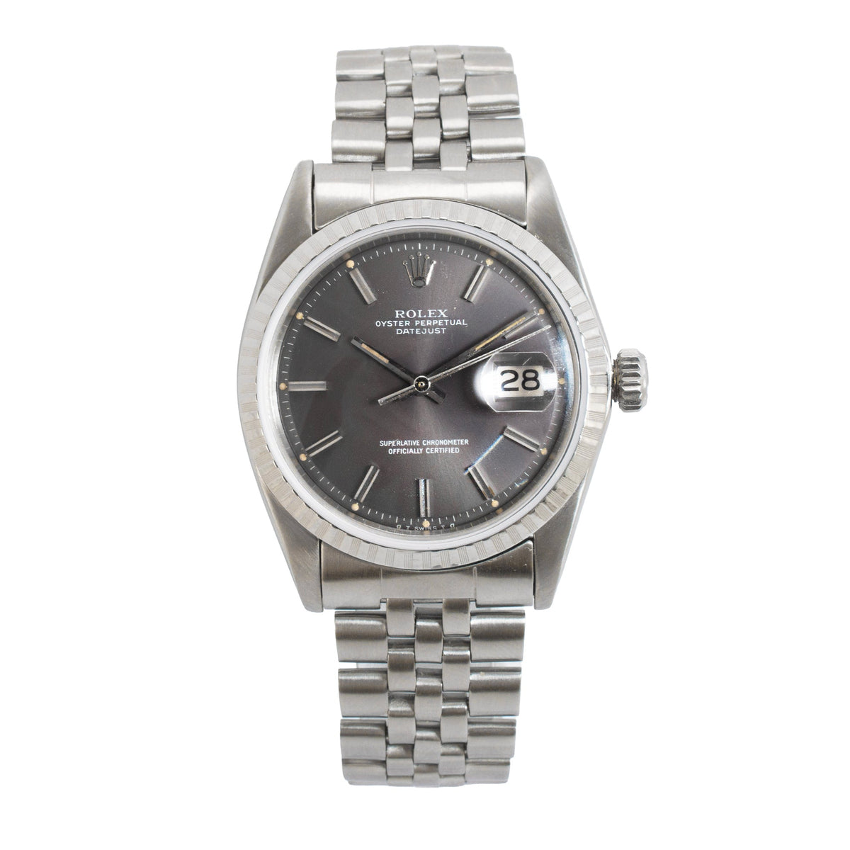 Vintage Rolex Datejust 36MM 1603 Grey Dial Jubilee Stainless Steel Watch