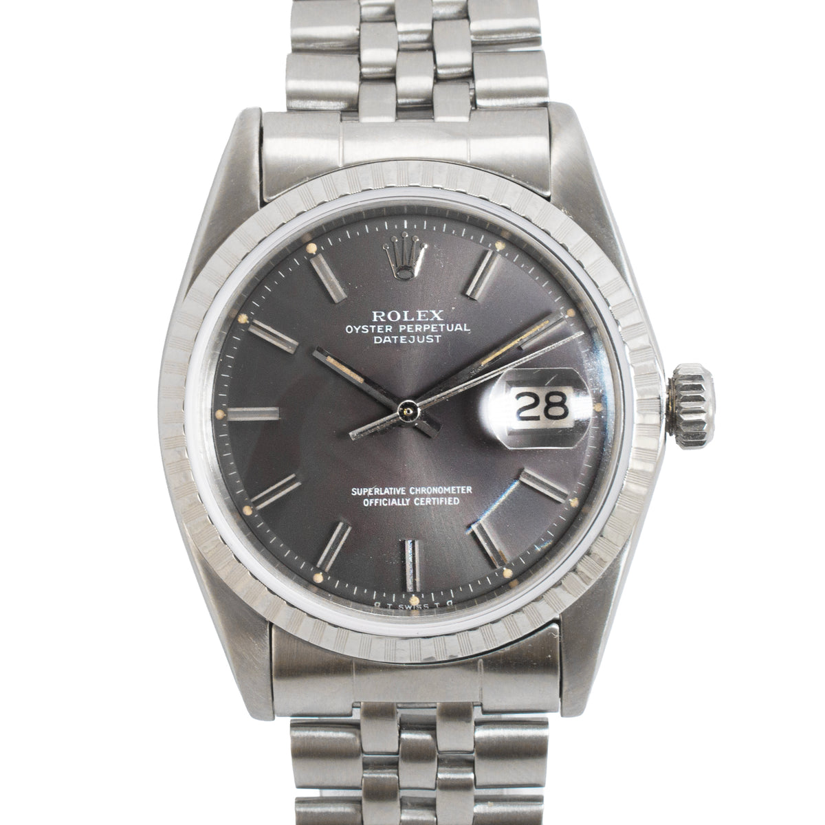 Vintage Rolex Datejust 36MM 1603 Grey Dial Jubilee Stainless Steel Watch