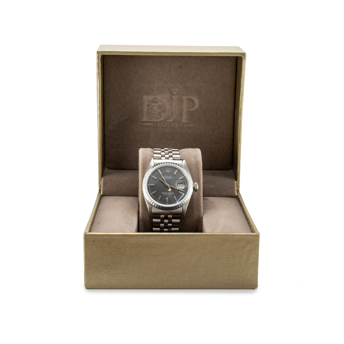 Vintage Rolex Datejust 36MM 1603 Grey Dial Jubilee Stainless Steel Watch
