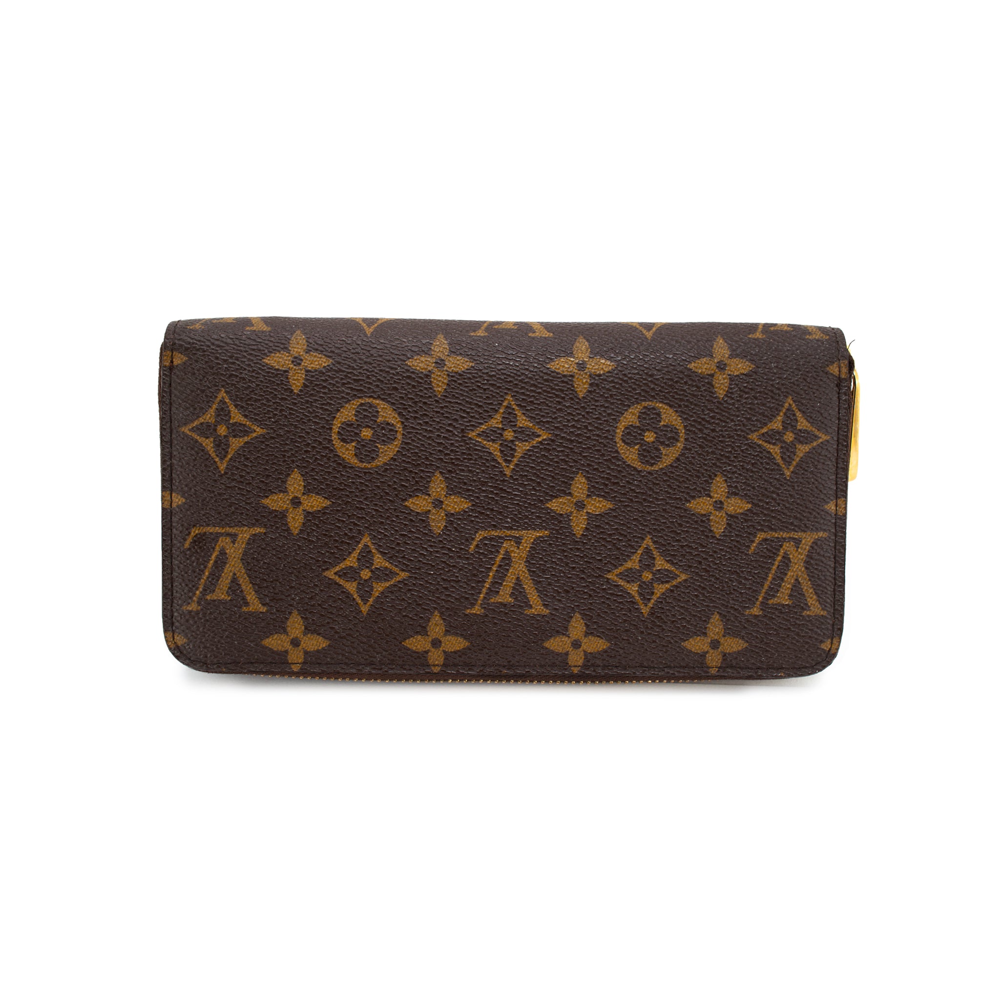 Louis Vuitton Brown Monogram Canvas Gold-Tone Hardware Zippy Wallet