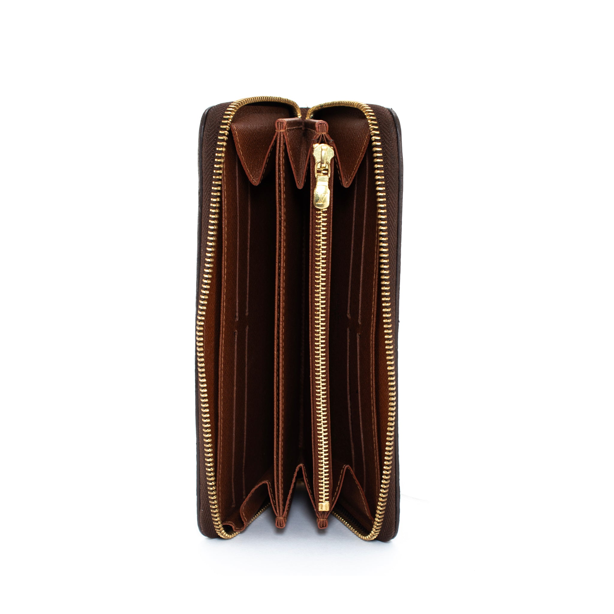 Louis Vuitton Brown Monogram Canvas Gold-Tone Hardware Zippy Wallet