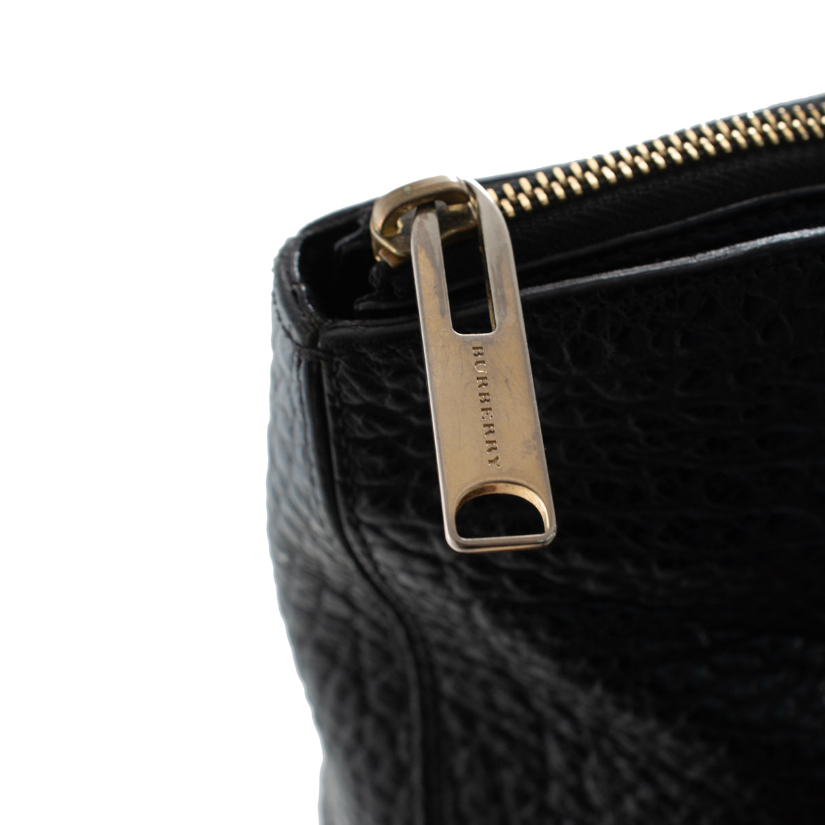 Burberry Dewsbury Medium Black Heritage Grain Leather Tote Bag