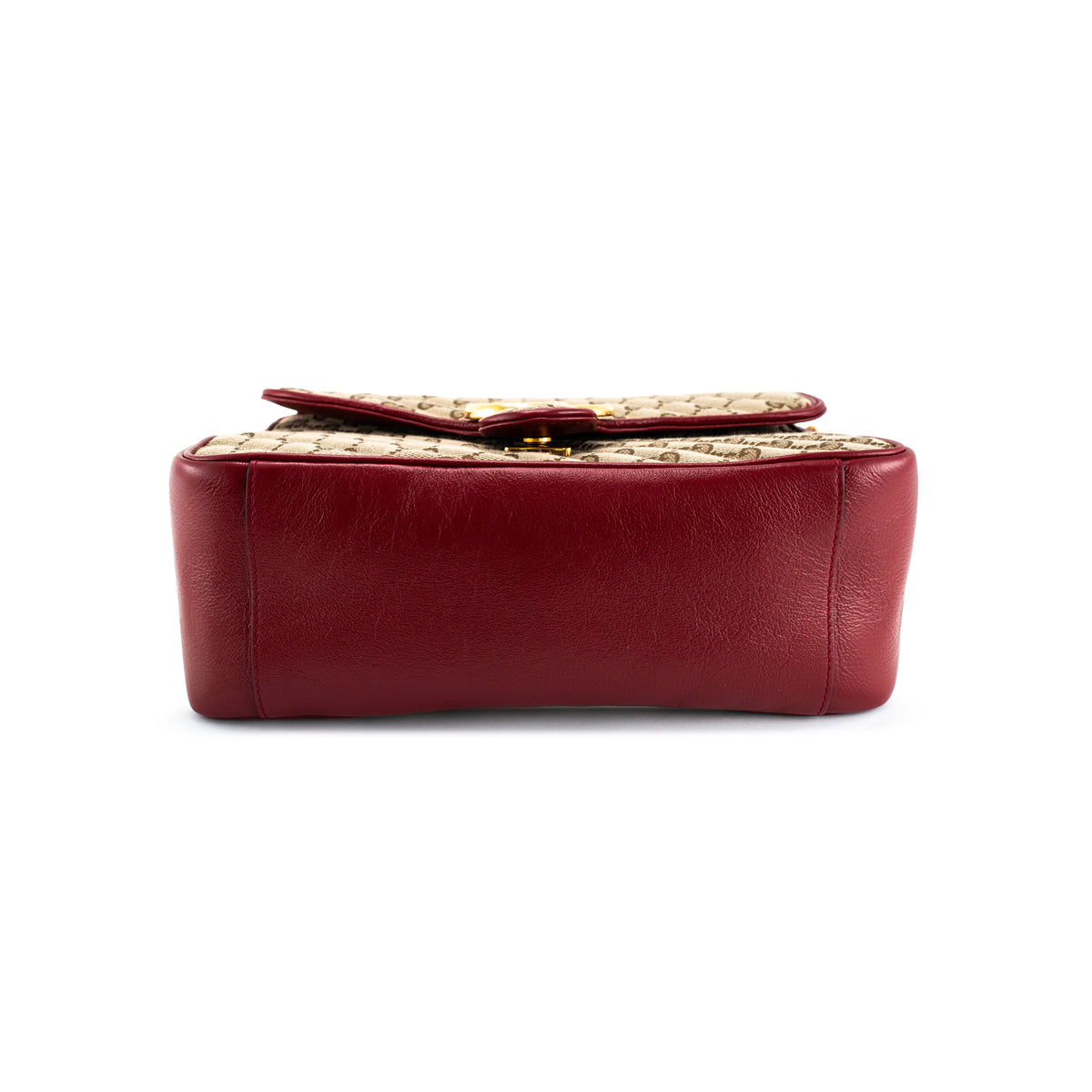 Gucci Gg Marmont Mini Beige Gg Canvas Red Leather Top Handle Bag