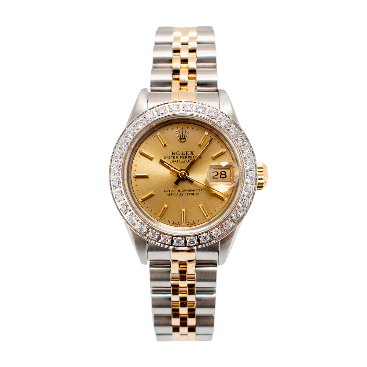 Ladies Rolex Datejust 26MM 69173 Champaign Dial Two Tone Yellow Gold Steel Watch