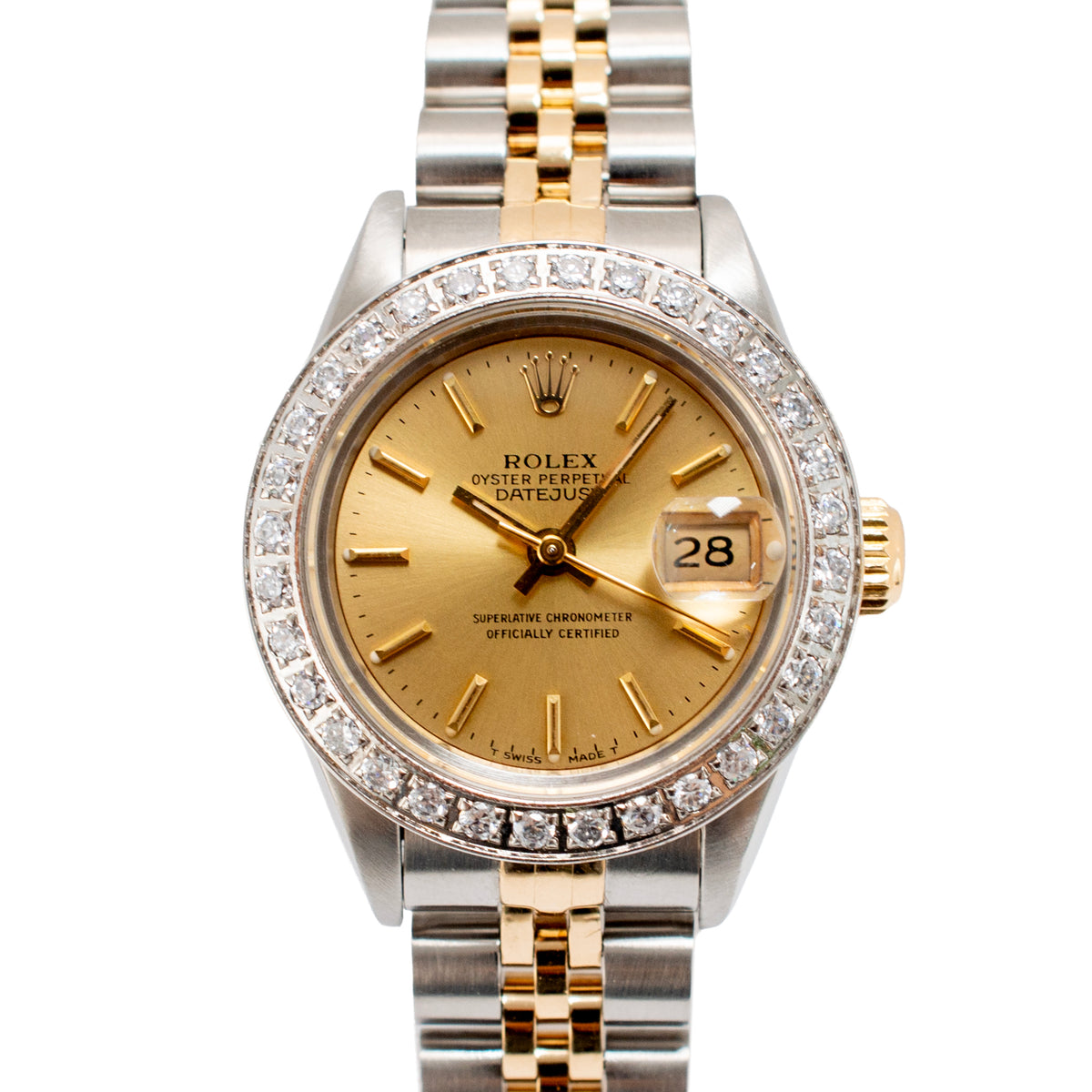 Ladies Rolex Datejust 26MM 69173 Champaign Dial Two Tone Yellow Gold Steel Watch